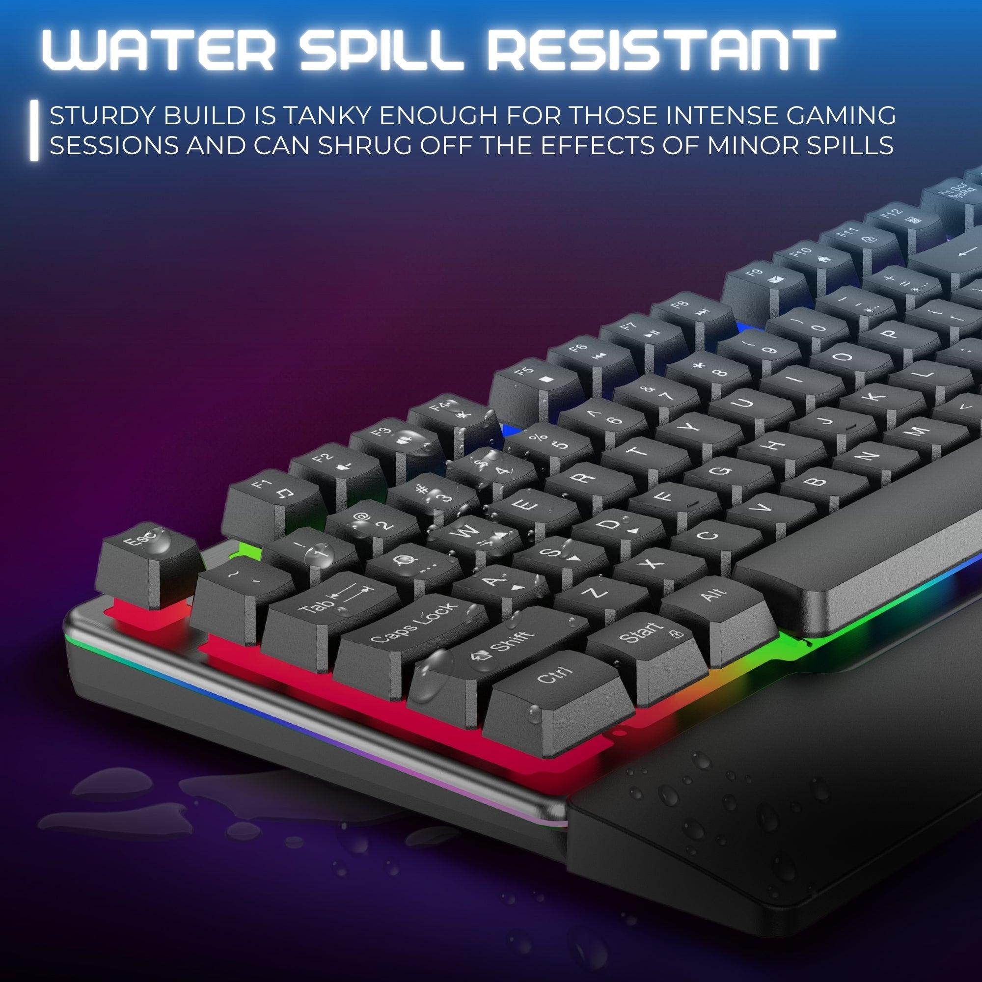 Dr Luxur® ErgoFizz Gaming Membrane Keyboard with Mechanical Key Feel With Ergonomic Wrist Pad