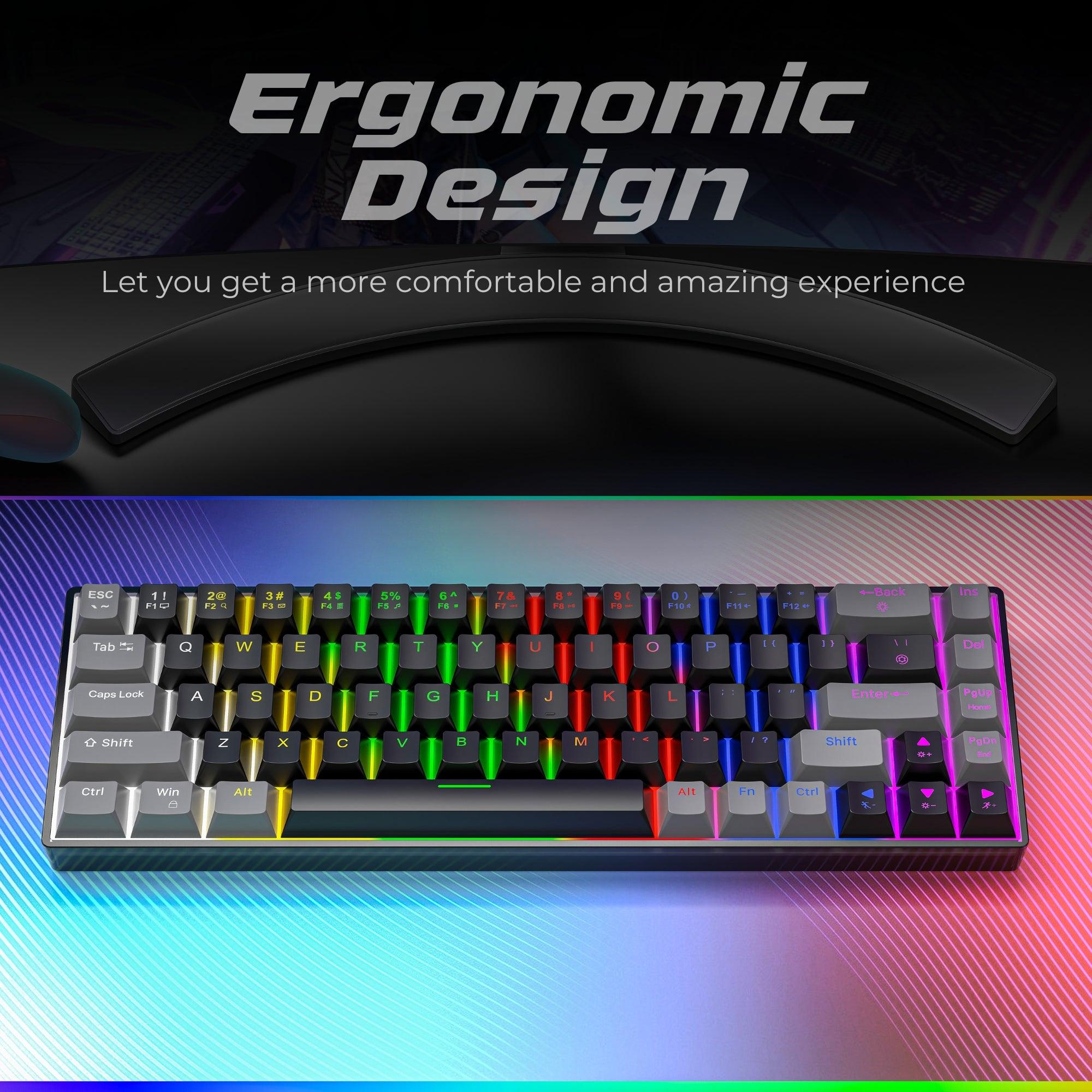 Dr Luxur® Shadow Mechanical Keyboard with 68 Keys - Gaming Keyboard with Blue Switches