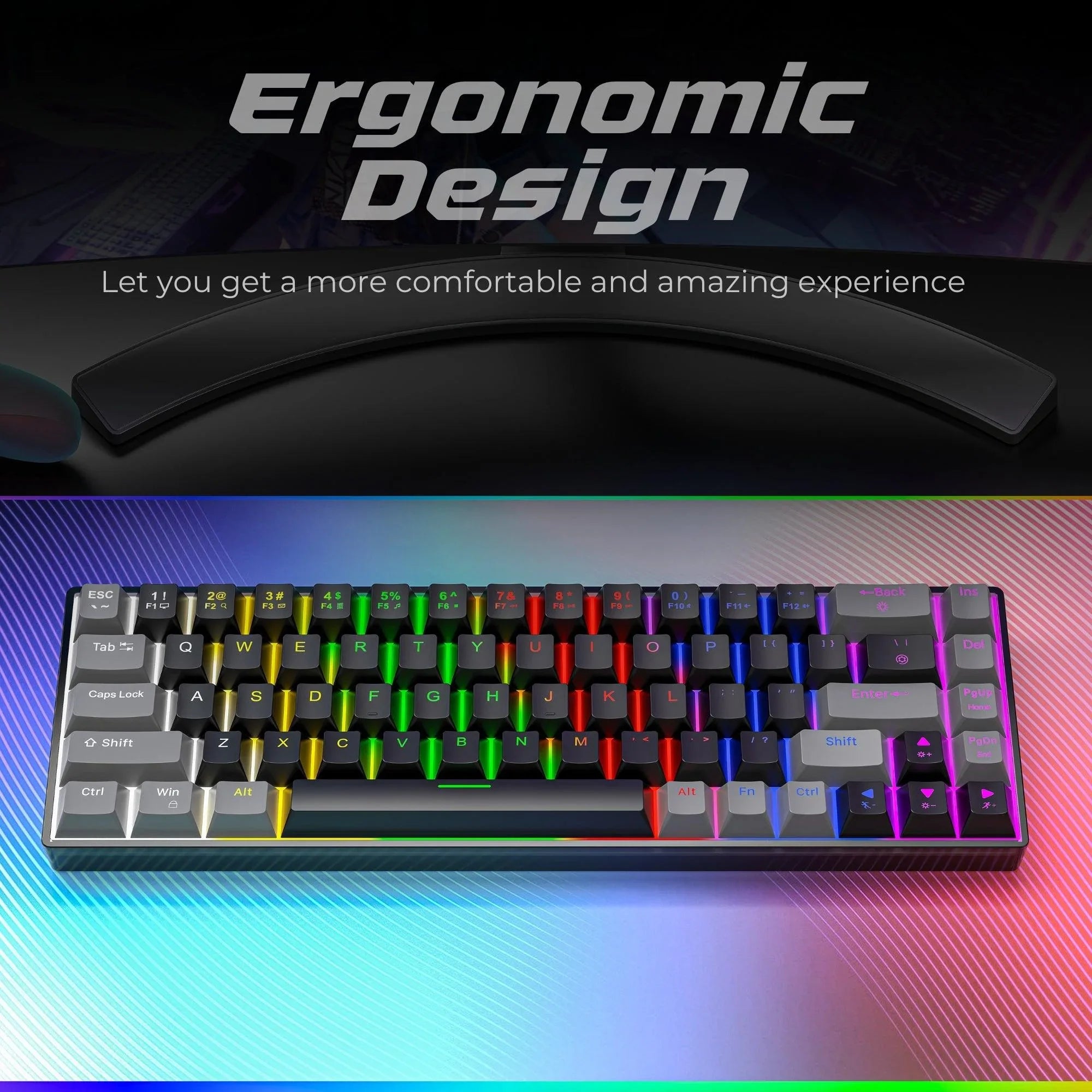 Dr Luxur® Shadow Mechanical Keyboard with 68 Keys - Gaming Keyboard with Blue Switches