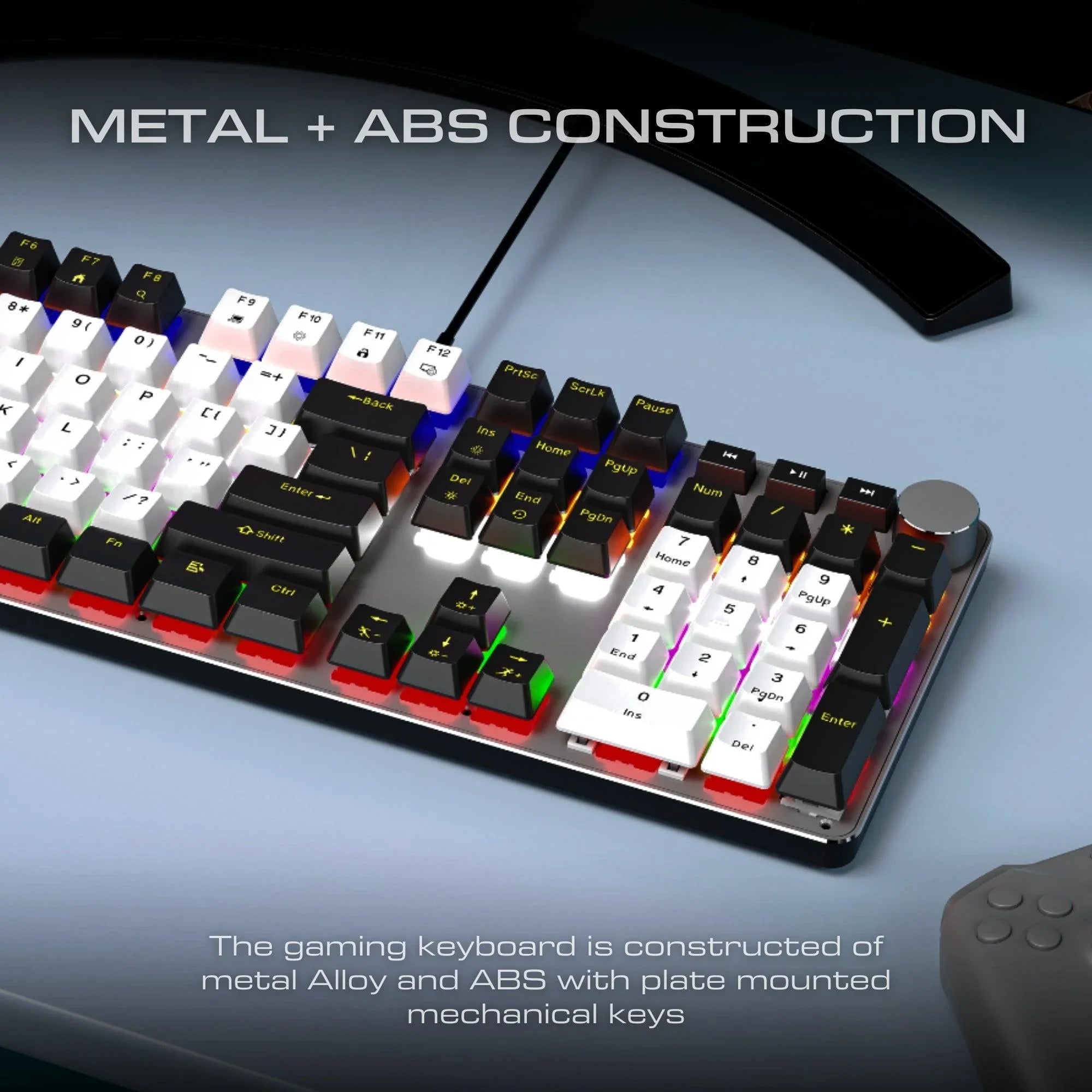 Dr Luxur® Brute Wired Mechancial Keyboard, Anti ghosting Gaming Keyboard, OUTEMU Linear Red/Blue Switches, with 107 Keys, 20 Lighting Modes and 50 Million keystrokes, Wired