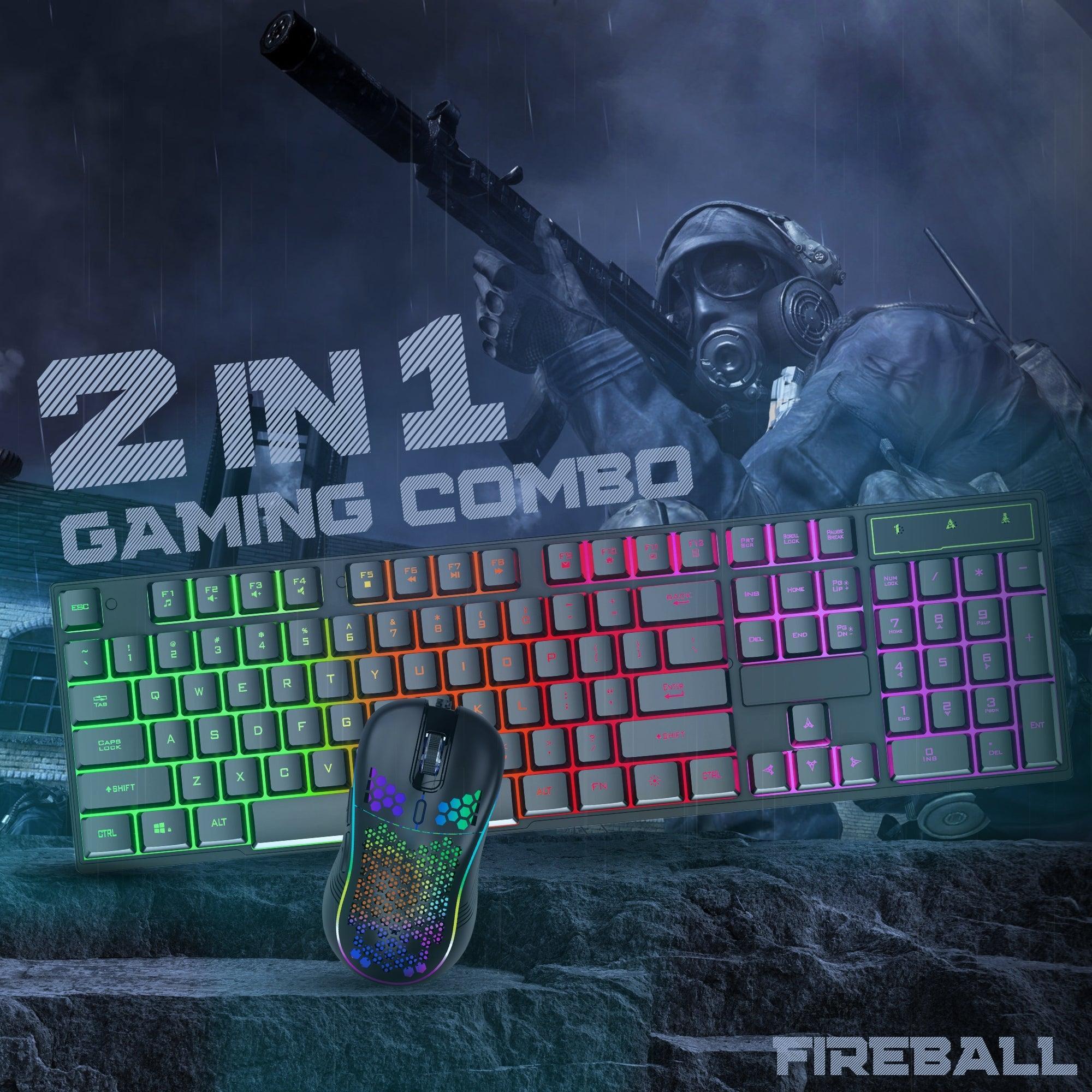 Dr Luxur® Fireball Ergonomic Keyboard and Mouse Combo, 104 Keys with Laser Keycaps, Rainbow Backlight Effect, Anti Ghosting Keys and Adjustable 5 DPI Modes Upto 7200 for Gaming and Work