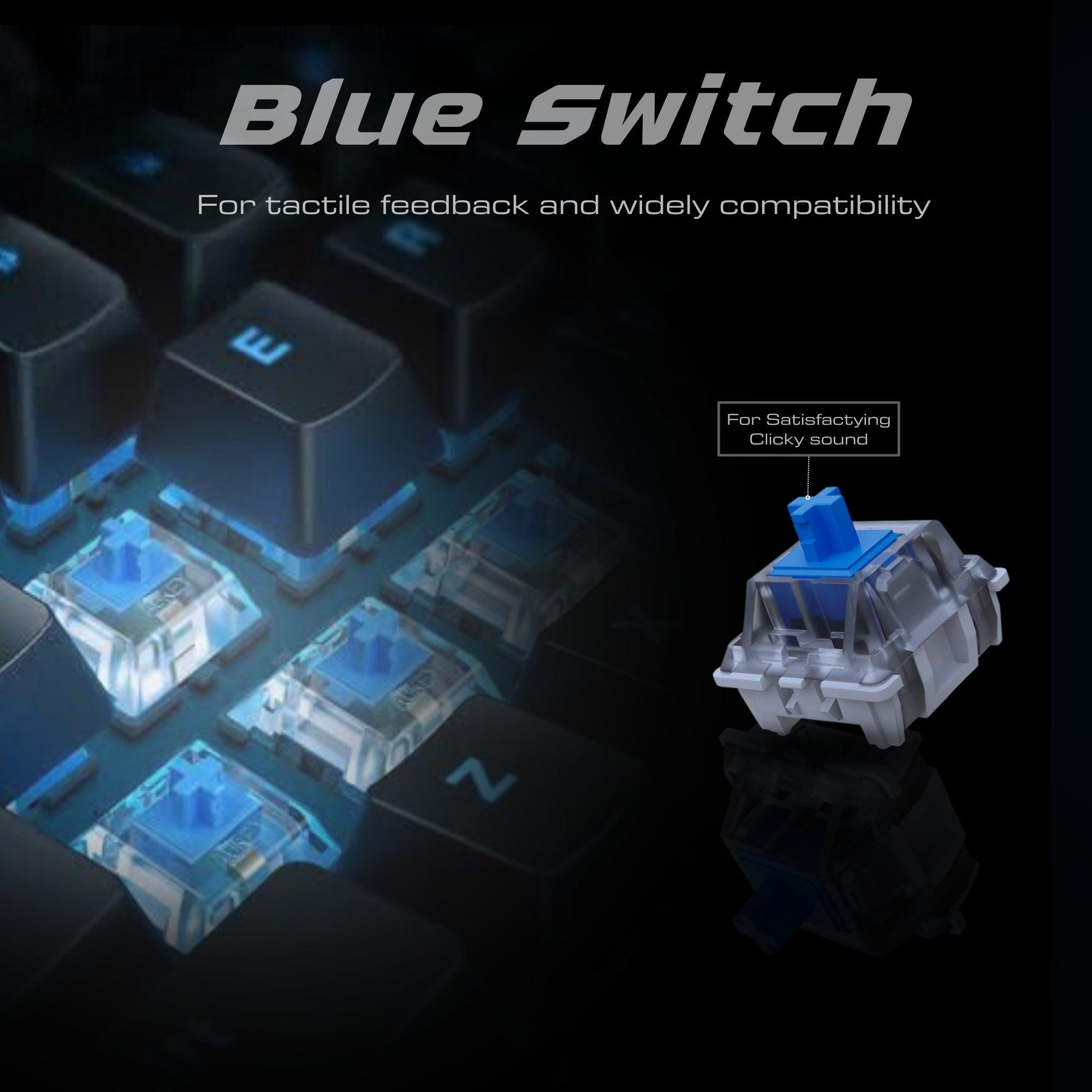 Dr Luxur® Shadow Mechanical Keyboard with 68 Keys - Gaming Keyboard with Blue Switches