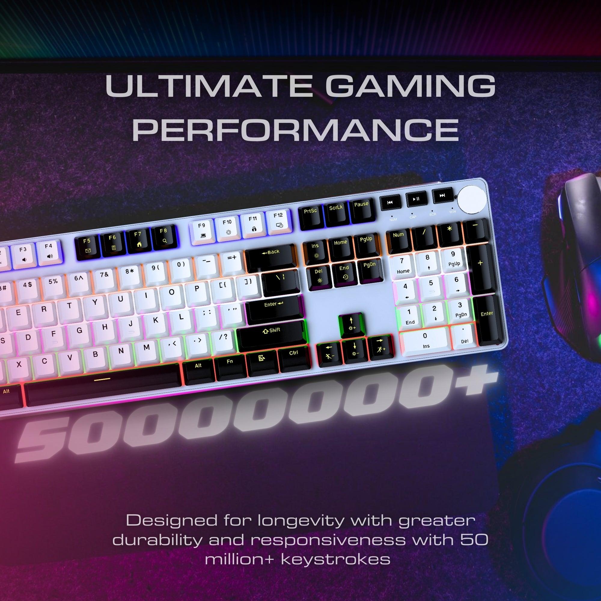 Dr Luxur® Brute Wired Mechancial Keyboard, Anti ghosting Gaming Keyboard, OUTEMU Linear Red/Blue Switches, with 107 Keys, 20 Lighting Modes and 50 Million keystrokes, Wired