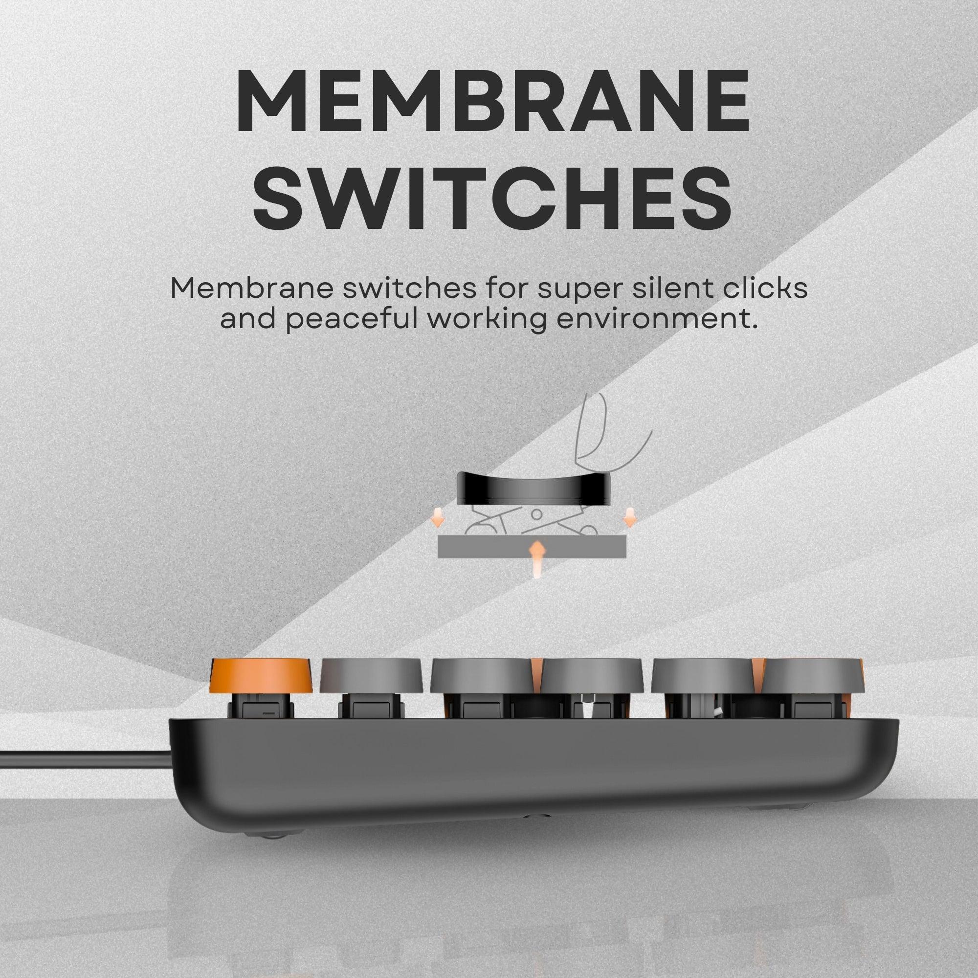 Dr Luxur® Mysterio Wired Typewriter Style Keyboard and Mouse Combo, 104 Keys, Colourful Round Keycaps, for Windows, Mac, PC, Laptop, Desktop