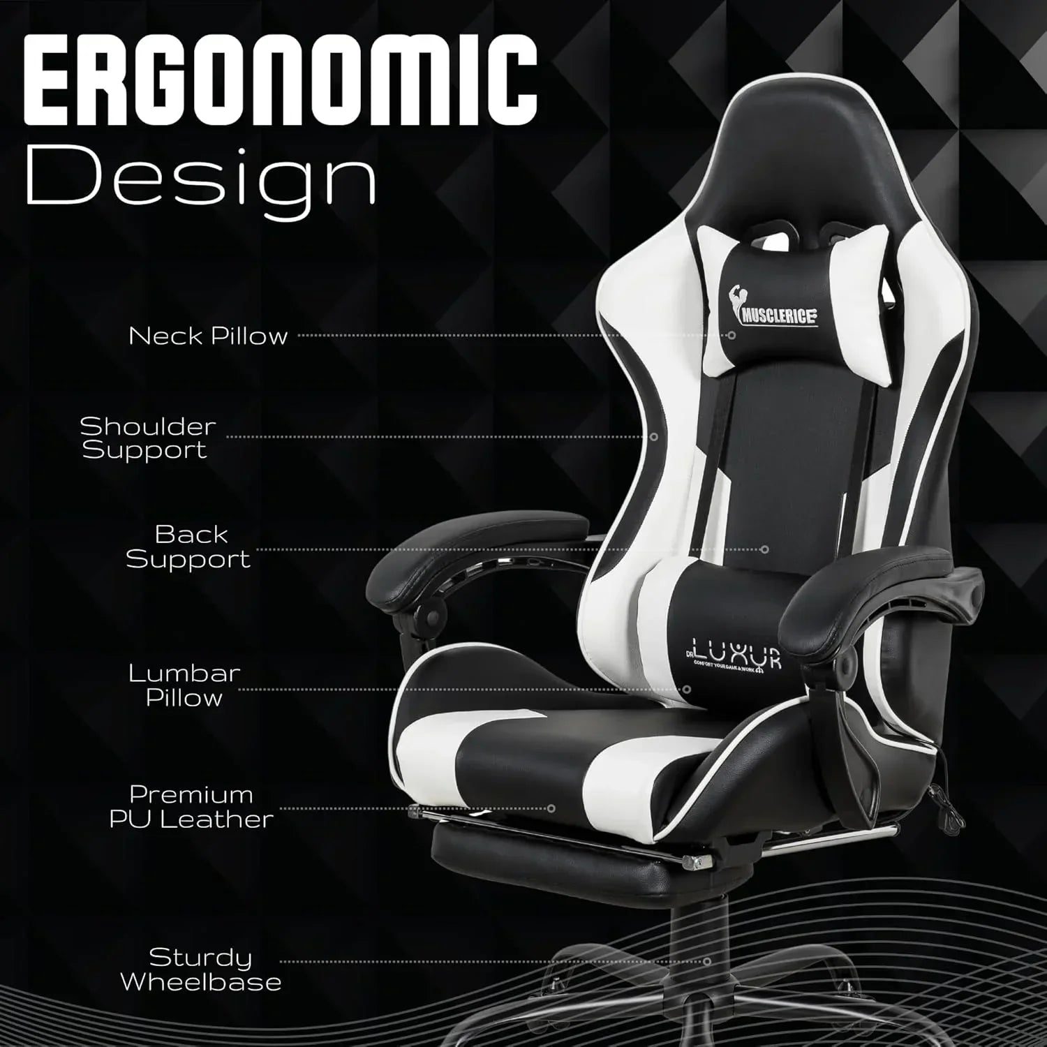 Dr Luxur Musclerice Gaming Chair with Footrest (Available on Pre Order) (Red)