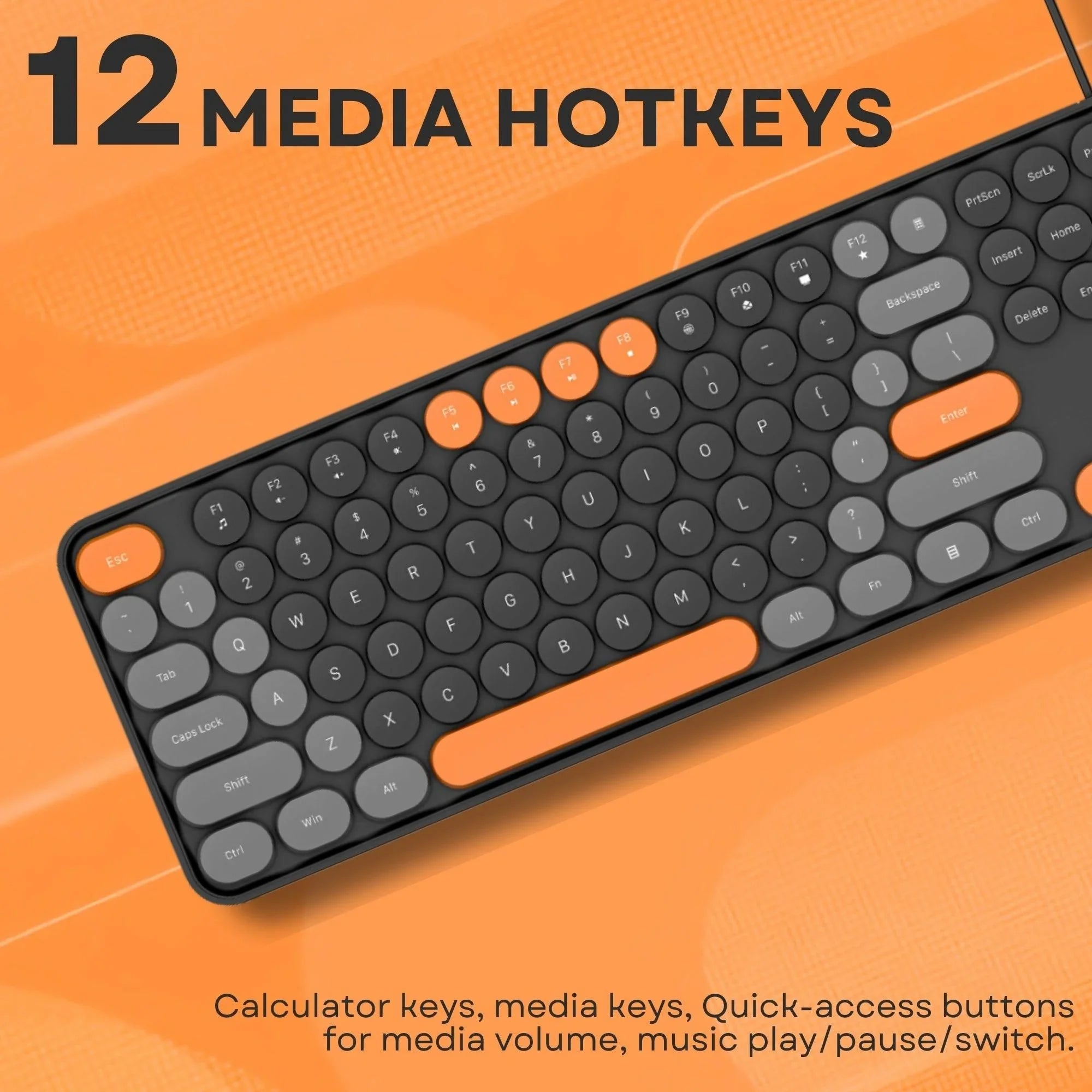 Dr Luxur® Mysterio Wired Typewriter Style Keyboard and Mouse Combo, 104 Keys, Colourful Round Keycaps, for Windows, Mac, PC, Laptop, Desktop