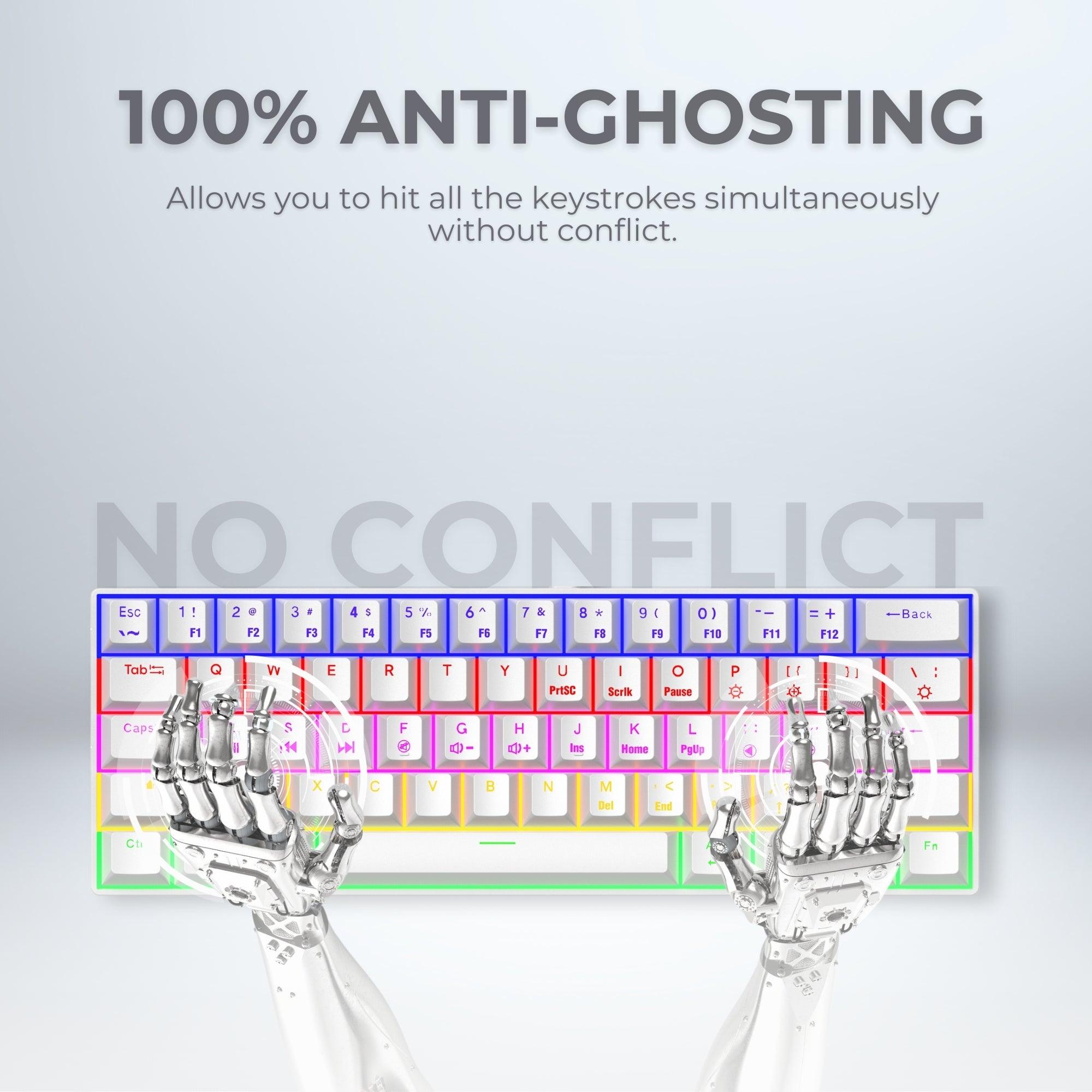 Dr Luxur® Dark Fire 60% Mechanical Keyboard with Type C Cable - 24 Lighting Modes with Blue/Red Switches