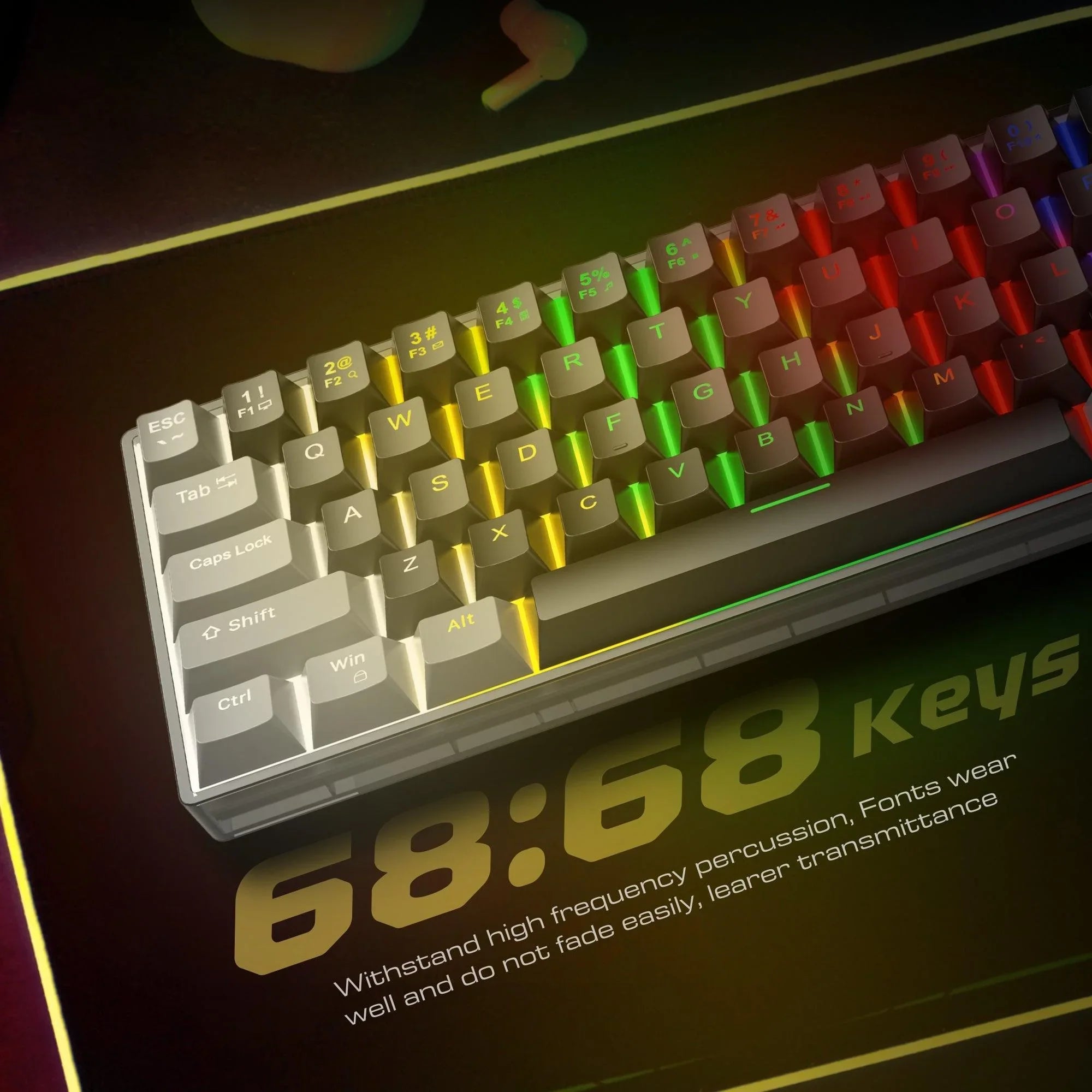 Dr Luxur® Shadow Mechanical Keyboard with 68 Keys - Gaming Keyboard with Blue Switches