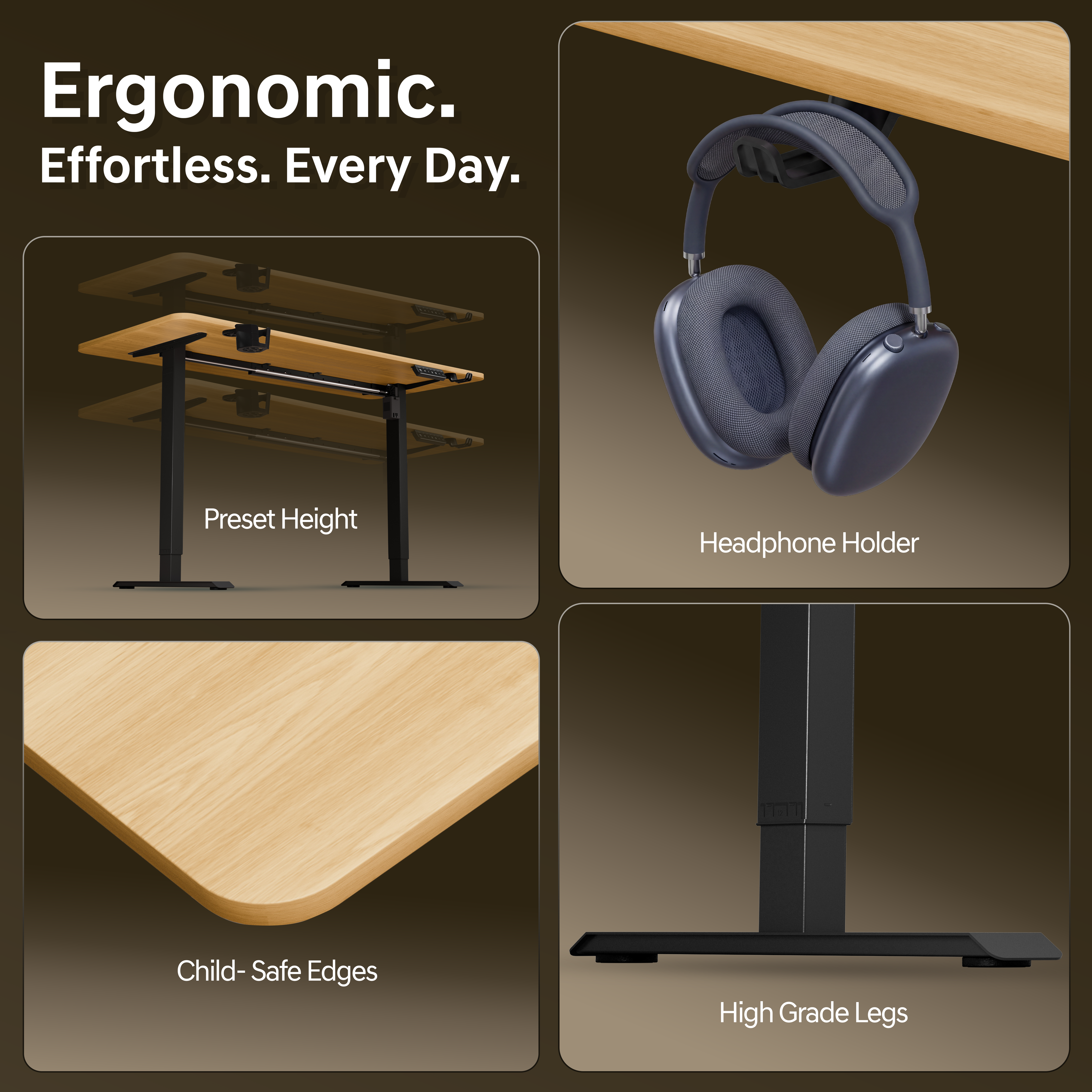 DrLuxur Stallion Height Adjustable Desk With Three Memory Preset , Adjustable Height , 70-114 cm