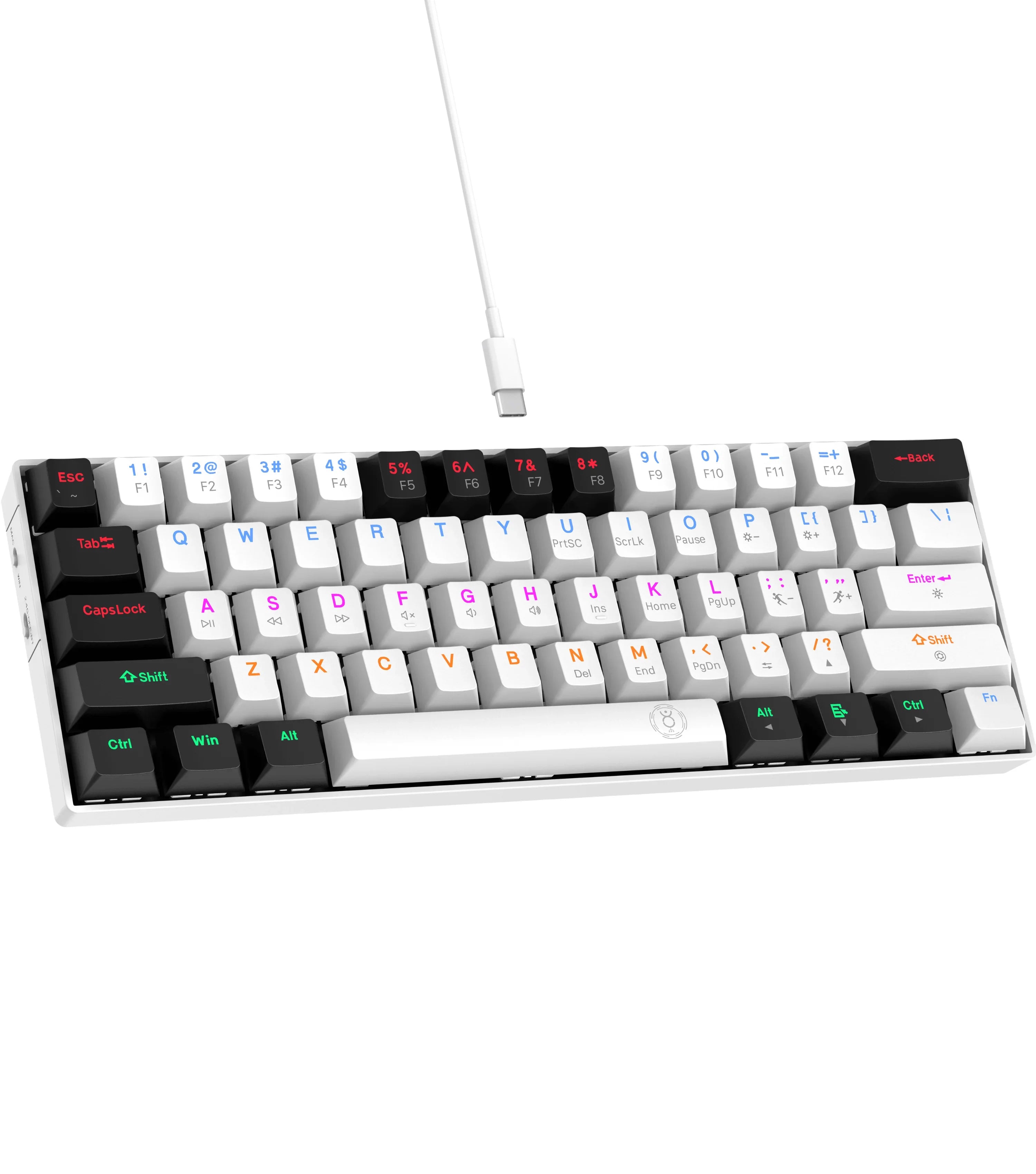 Dr Luxur® Dark Fire 60% Mechanical Keyboard with Type C Cable - 24 Lighting Modes with Blue/Red Switches