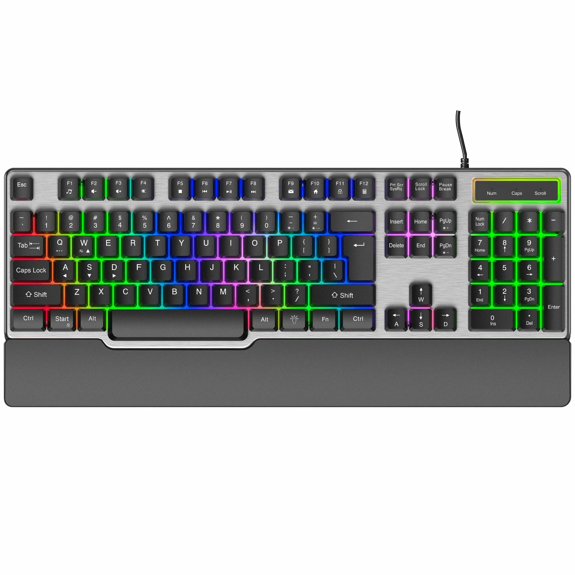 Dr Luxur® ErgoFizz Gaming Membrane Keyboard with Mechanical Key Feel With Ergonomic Wrist Pad