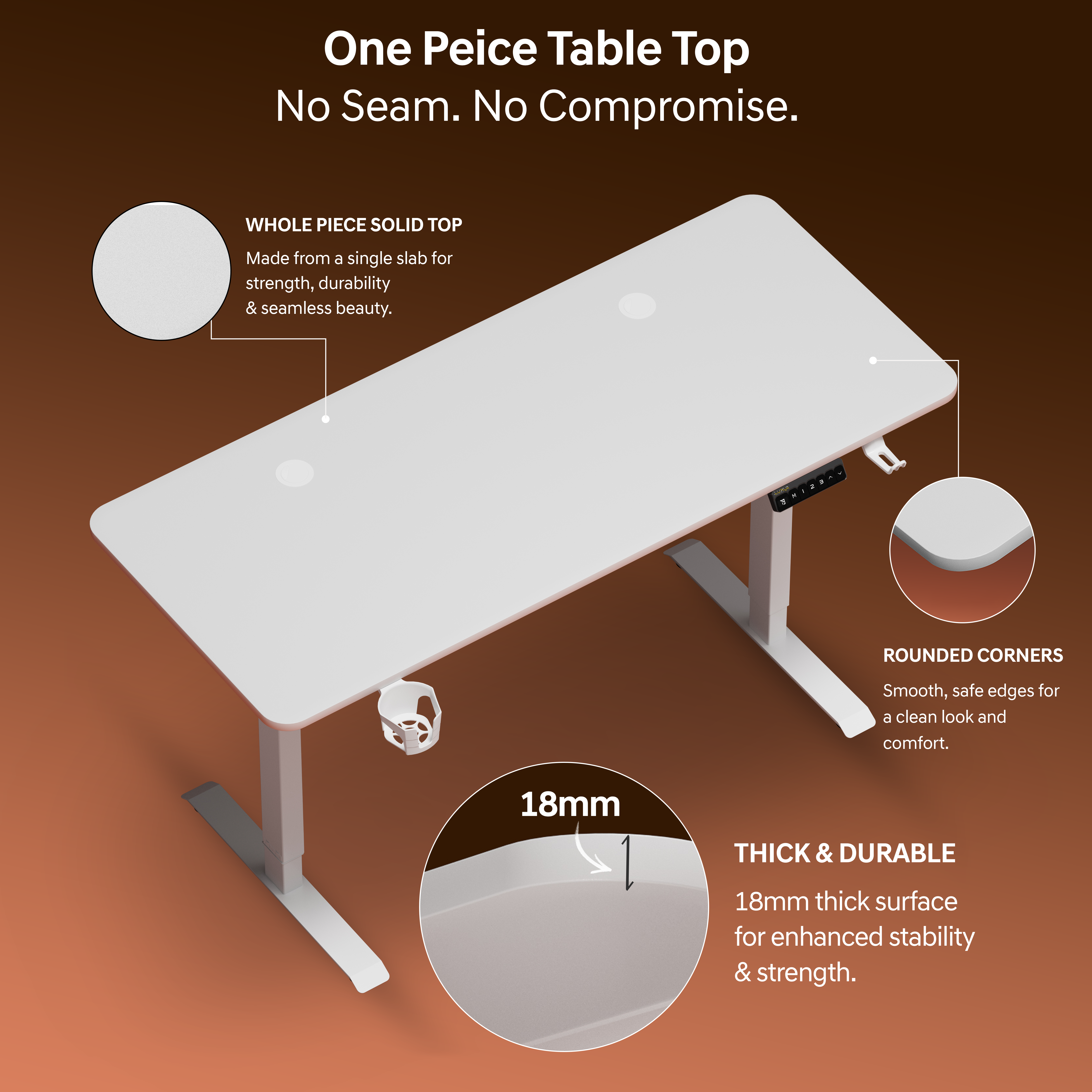 DrLuxur Stallion Height Adjustable Desk With Three Memory Preset , Adjustable Height , 70-114 cm (White)