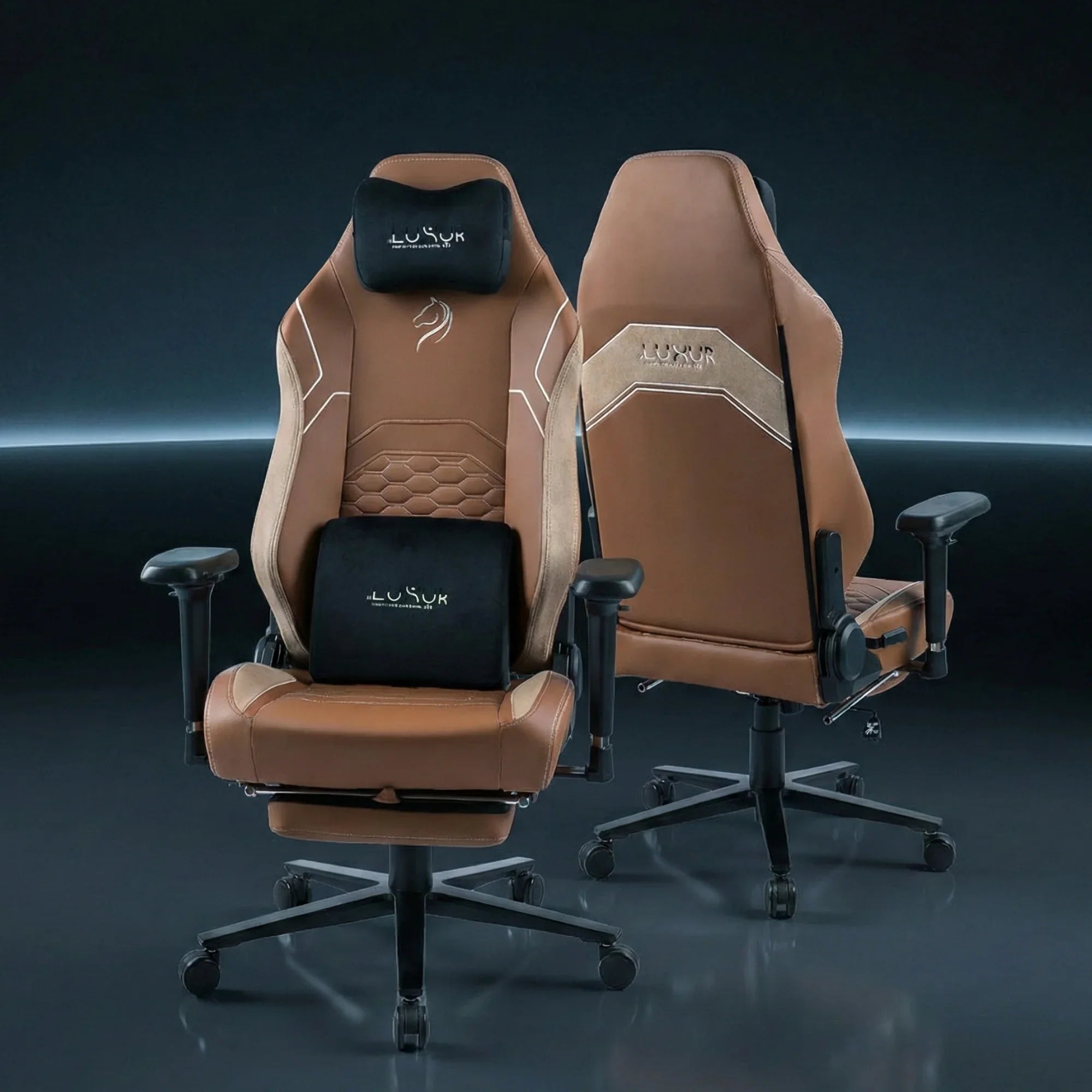 Dr Luxur® Stallion Ergonomic Gaming Chair For Home Office And Study- For Work From Home With Magnetic Neck Pillow, Lumbar Pillow, 4-D Armrest, Footrest (Stallion Leatherette)