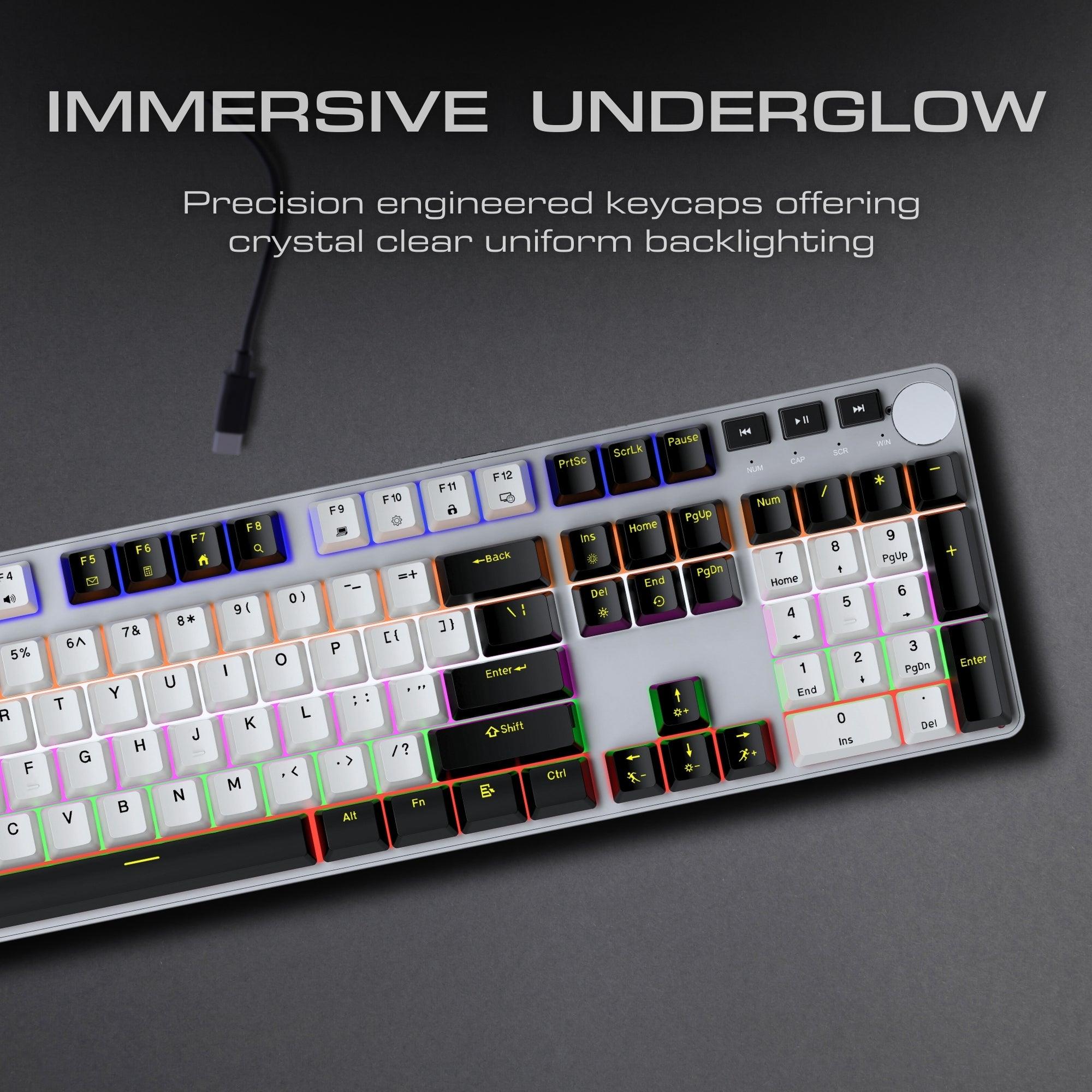 Dr Luxur® Brute Wired Mechancial Keyboard, Anti ghosting Gaming Keyboard, OUTEMU Linear Red/Blue Switches, with 107 Keys, 20 Lighting Modes and 50 Million keystrokes, Wired