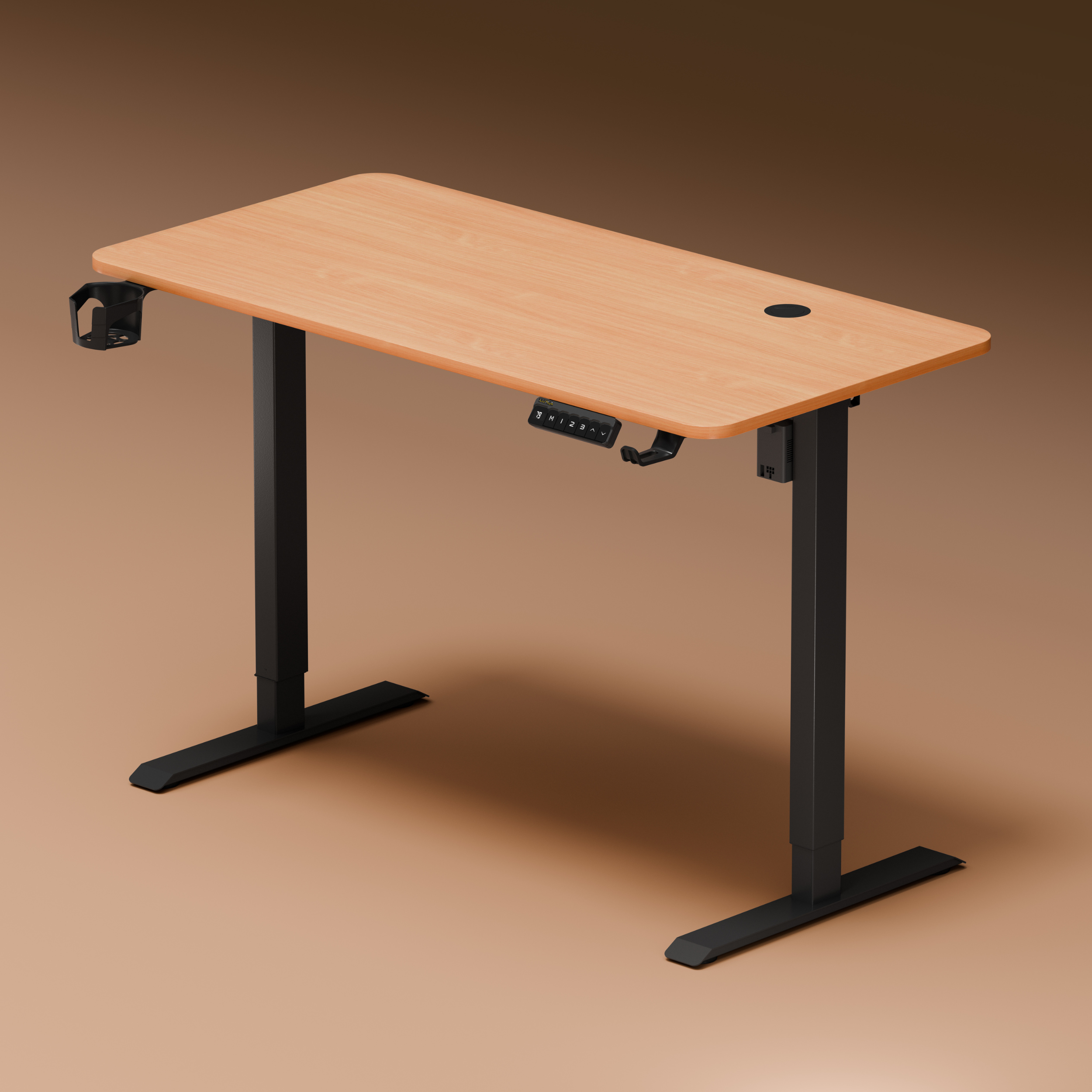 DrLuxur Stallion Height Adjustable Desk With Three Memory Preset , Adjustable Height , 70-114 cm (Estate Oak)