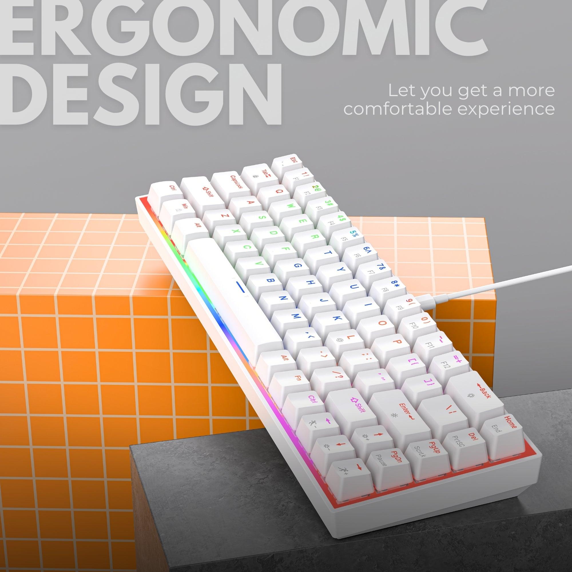 Dr Luxur® Mechanical Keyboard with 68 Keys, w/ OUTEMU Red/Blue Switches, Hot Swappable OUTEMU Switches