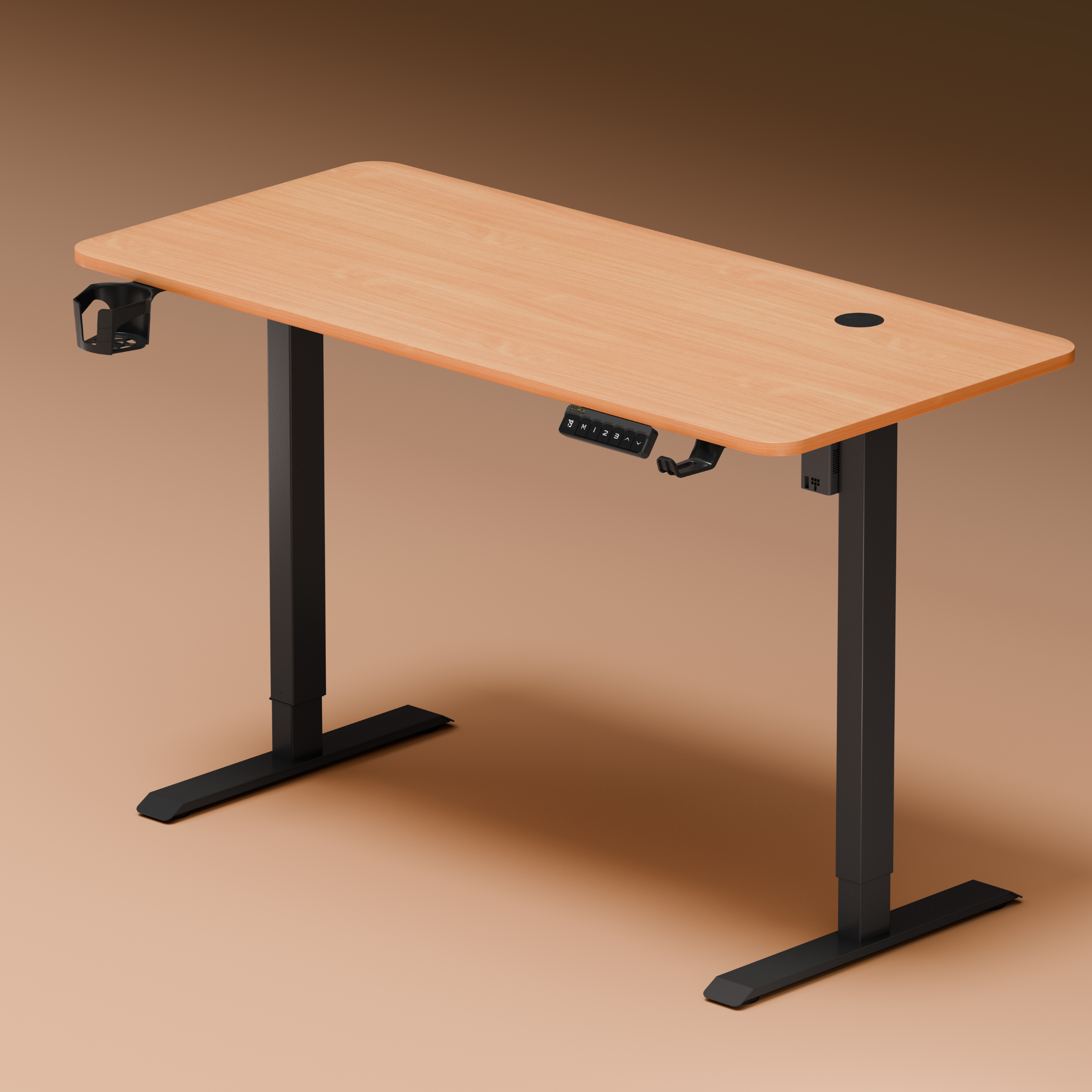 DrLuxur Stallion Height Adjustable Desk With Three Memory Preset , Adjustable Height , 70-114 cm (Estate Oak)
