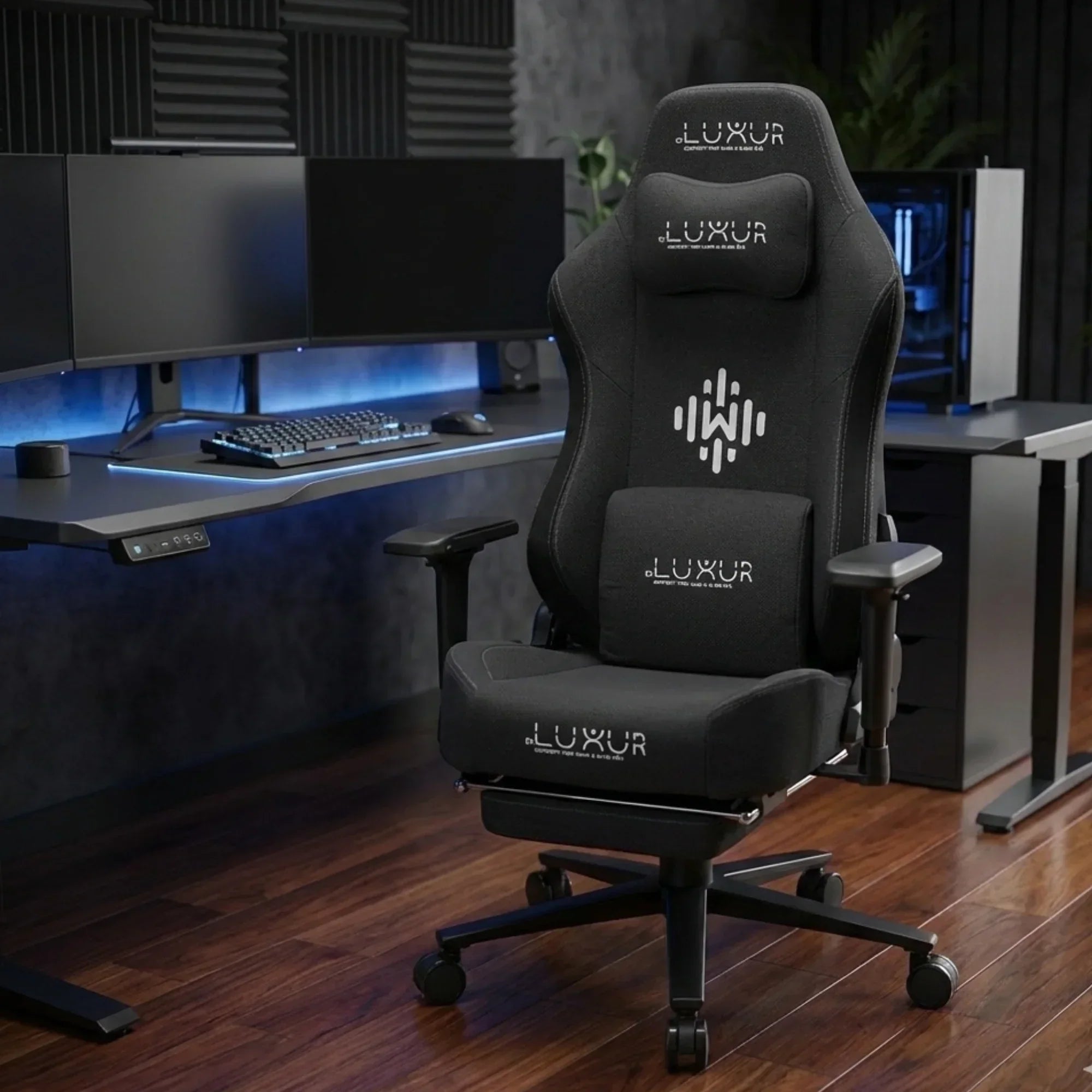 Dr Luxur® Weavemonster Black Ergonomic Gaming Chair for Office Work at Home with Breathable Honeycombed Fabric, Magnetic Neck & Lumbar Pillow, Footrest