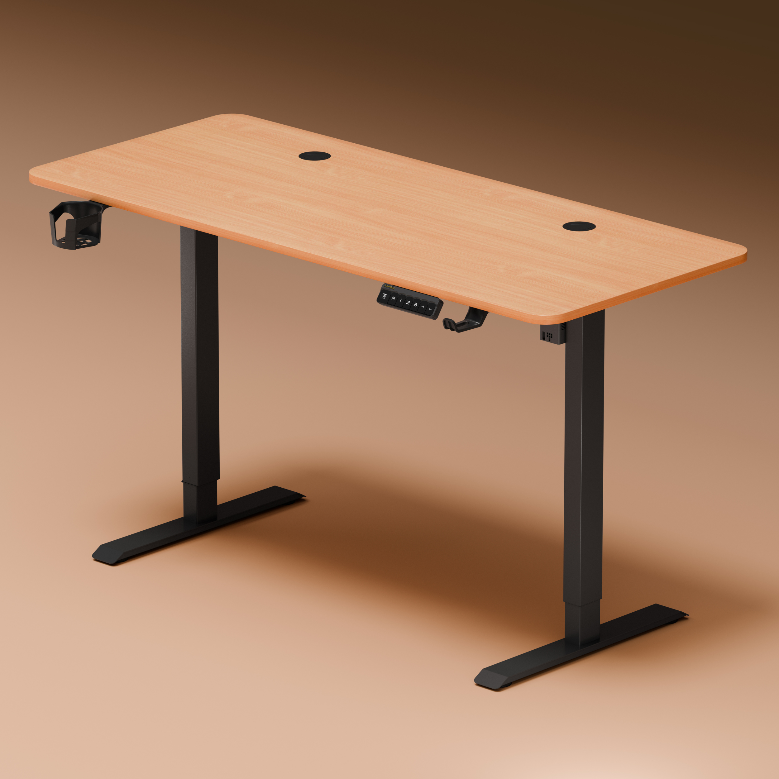 DrLuxur Stallion Height Adjustable Desk With Three Memory Preset , Adjustable Height , 70-114 cm (Estate Oak)