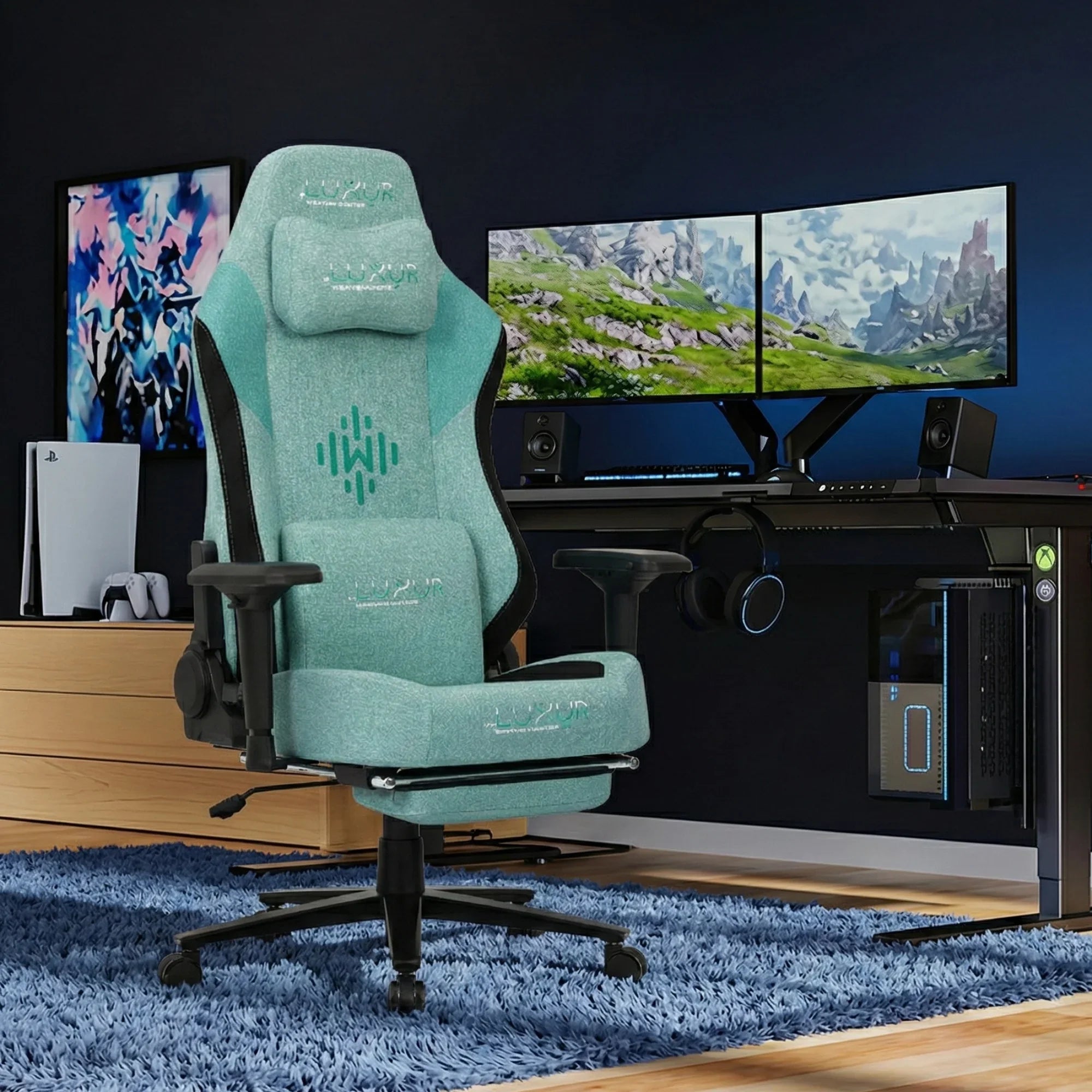 Dr Luxur® Weavemonster Ergonomic Gaming Chair for Office Work at Home with Breathable Honeycombed Fabric, Magnetic Neck & Lumbar Pillow, Footrest