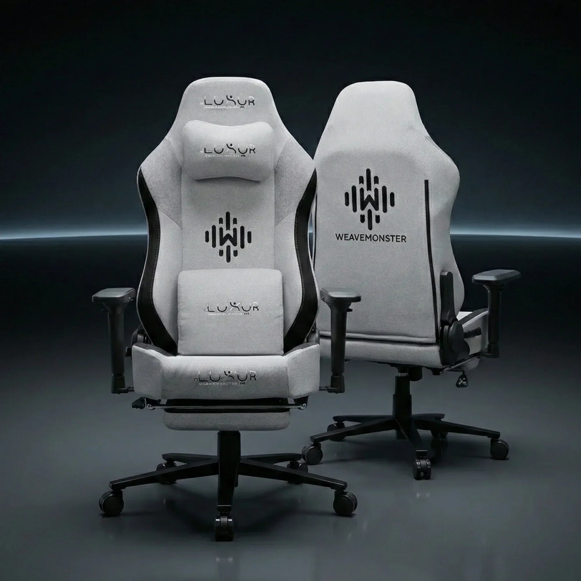 Dr Luxur® Weavemonster Grey Ergonomic Gaming Chair for Office Work at Home with Breathable Honeycombed Fabric, Magnetic Neck & Lumbar Pillow, Footrest