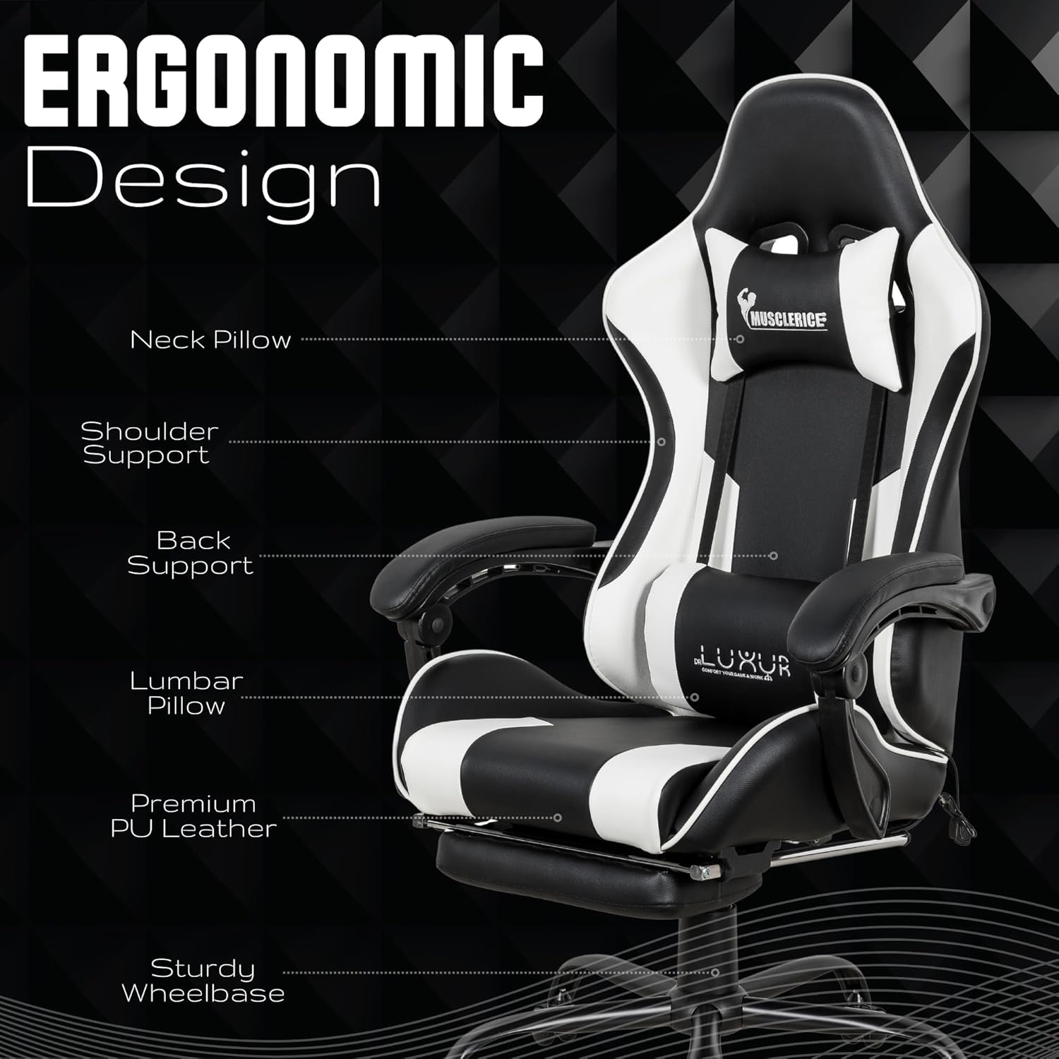 Dr Luxur Musclerice Gaming Chair with Footrest