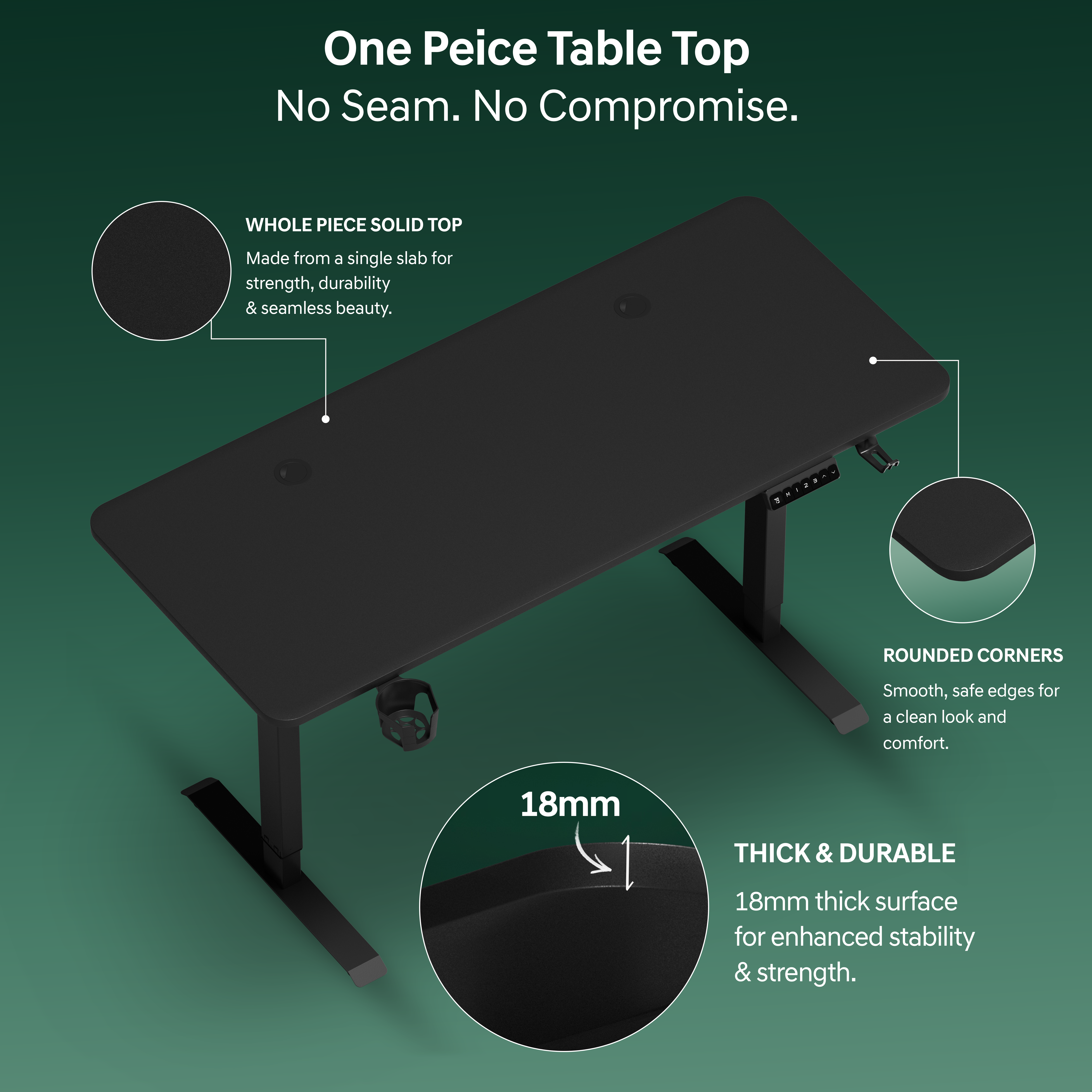 DrLuxur Stallion Height Adjustable Desk With Three Memory Preset , Adjustable Height , 70-114 cm (Black)