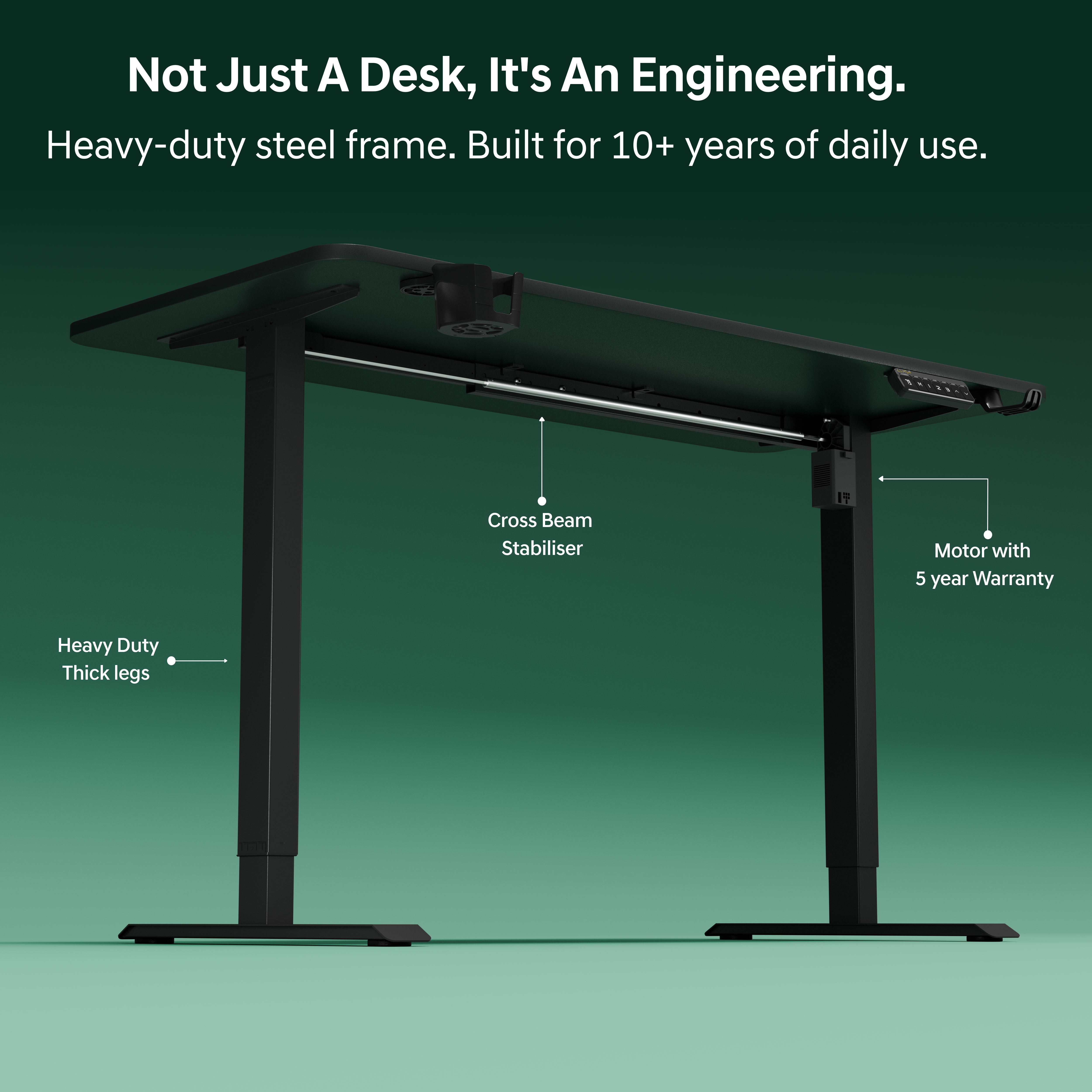 DrLuxur Stallion Height Adjustable Desk With Three Memory Preset , Adjustable Height , 70-114 cm (Black)