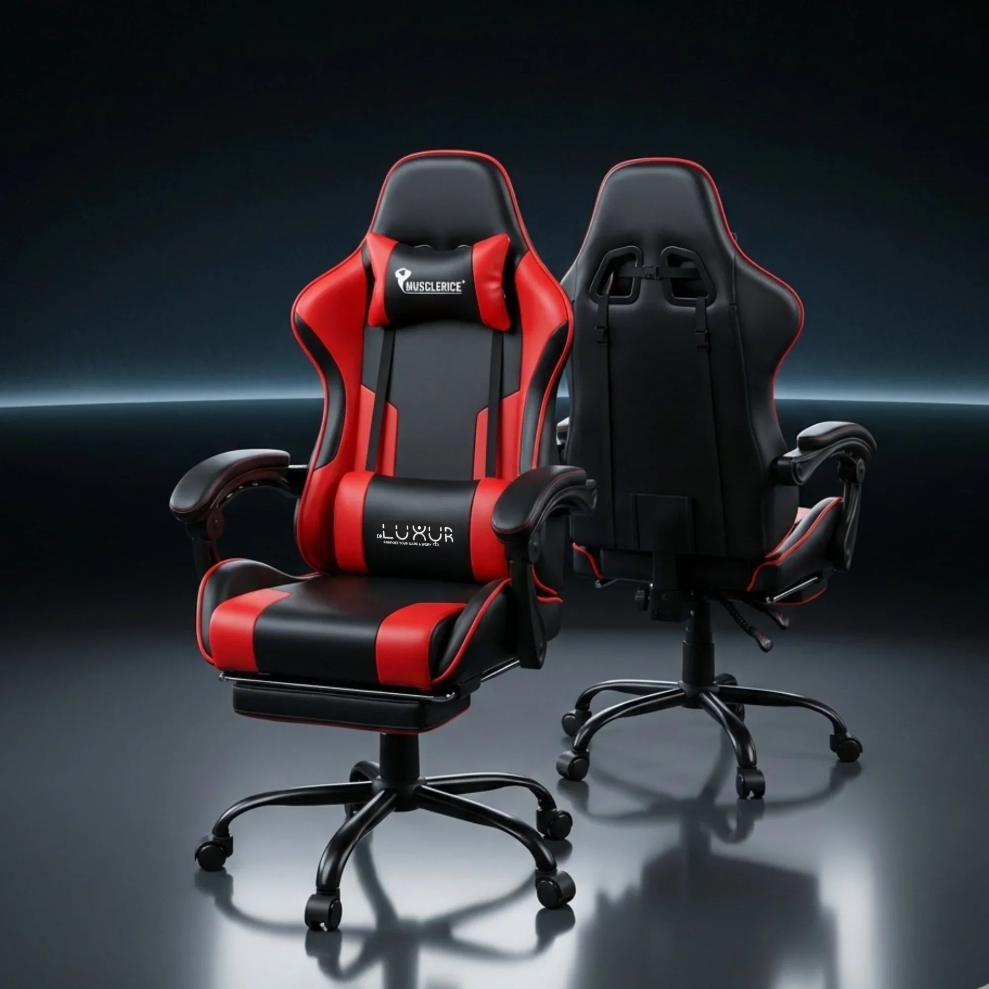 Dr Luxur Musclerice Gaming Chair with Footrest (Available on Pre Order) (Red)