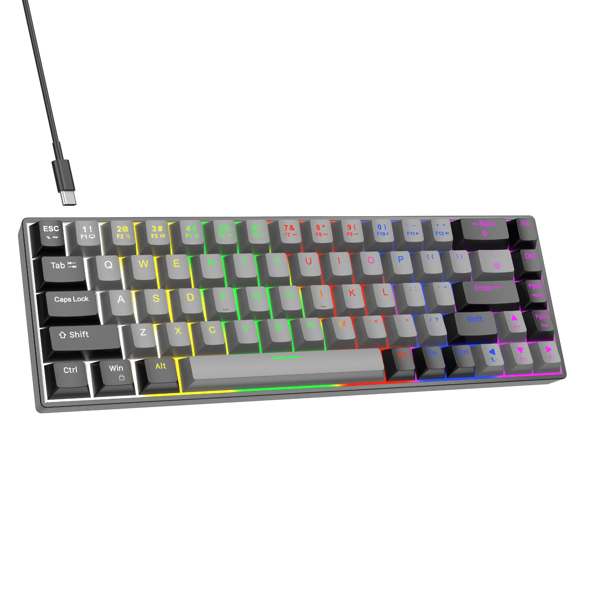 Dr Luxur® Shadow Mechanical Keyboard with 68 Keys - Gaming Keyboard with Blue Switches