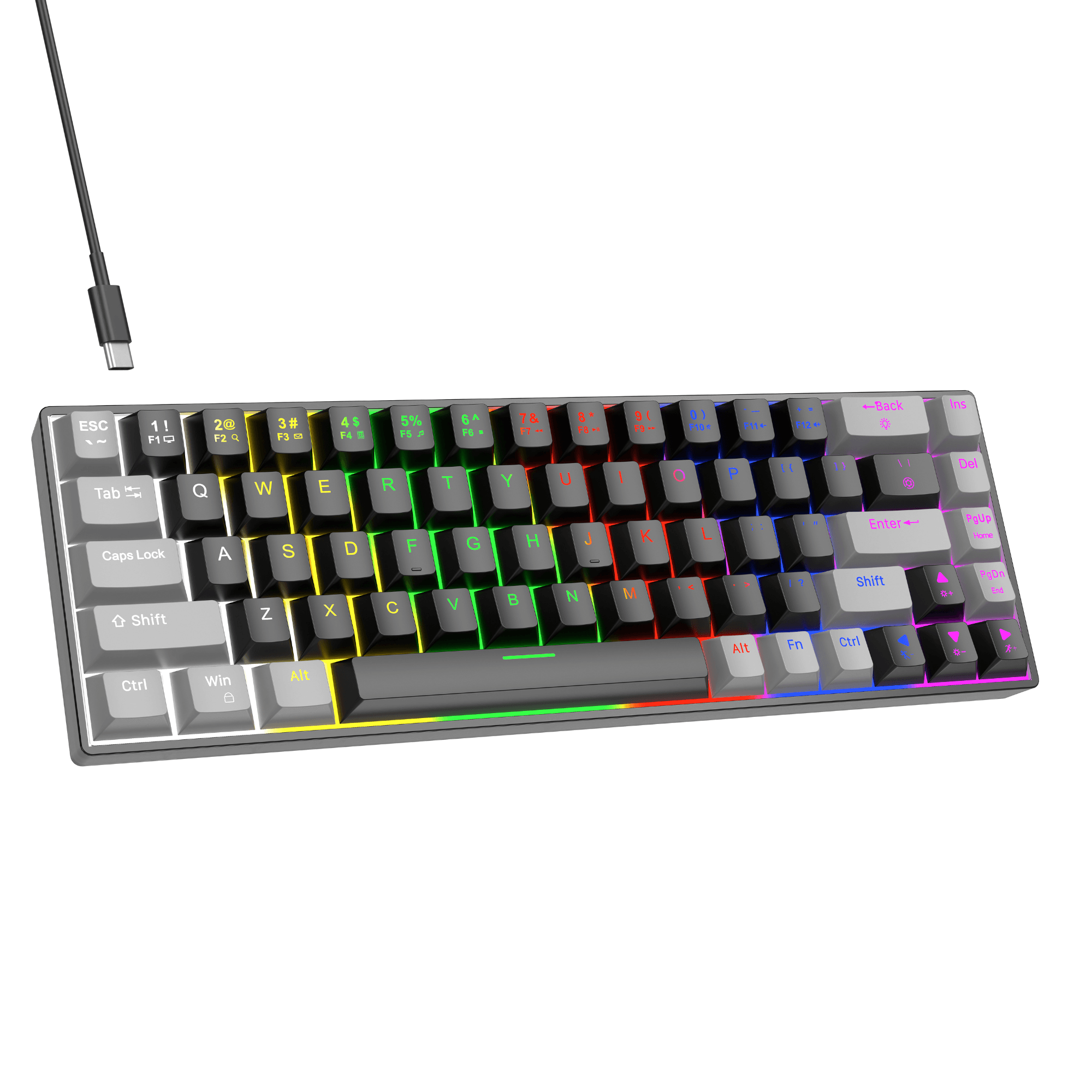 Dr Luxur® Shadow Mechanical Keyboard with 68 Keys - Gaming Keyboard with Blue Switches