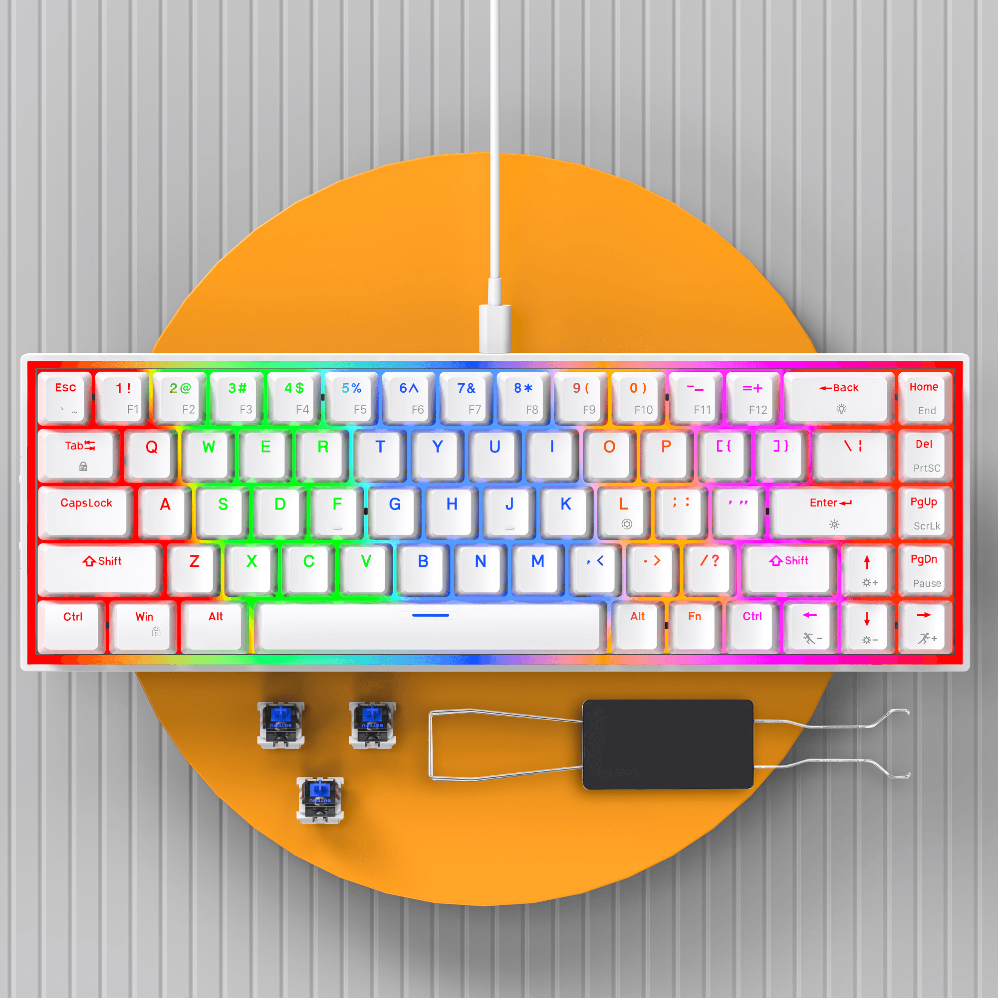 Dr Luxur® Mechanical Keyboard with 68 Keys, w/ OUTEMU Red/Blue Switches, Hot Swappable OUTEMU Switches