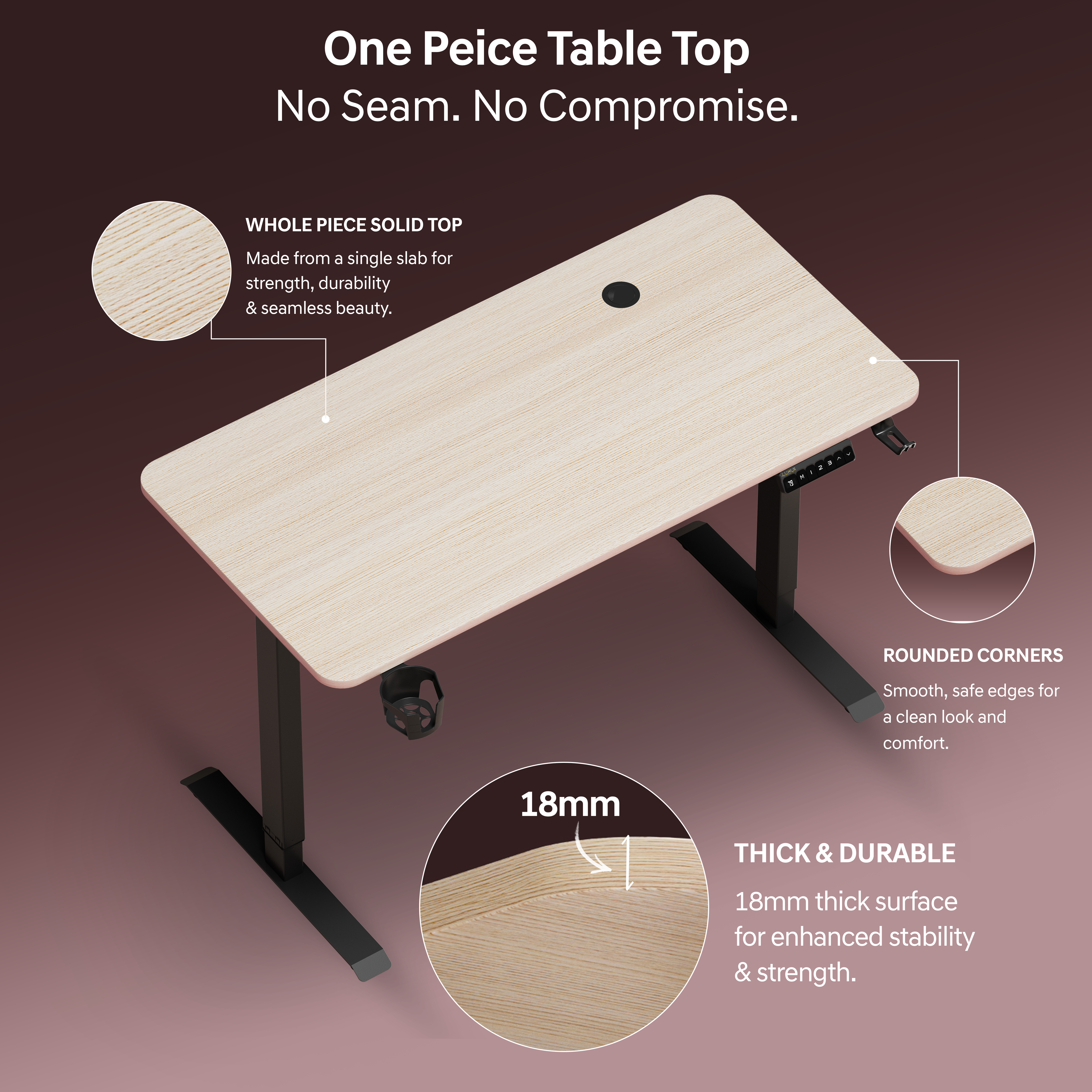 DrLuxur Stallion Height Adjustable Desk With Three Memory Preset , Adjustable Height , 70-114 cm (Artic Oak)