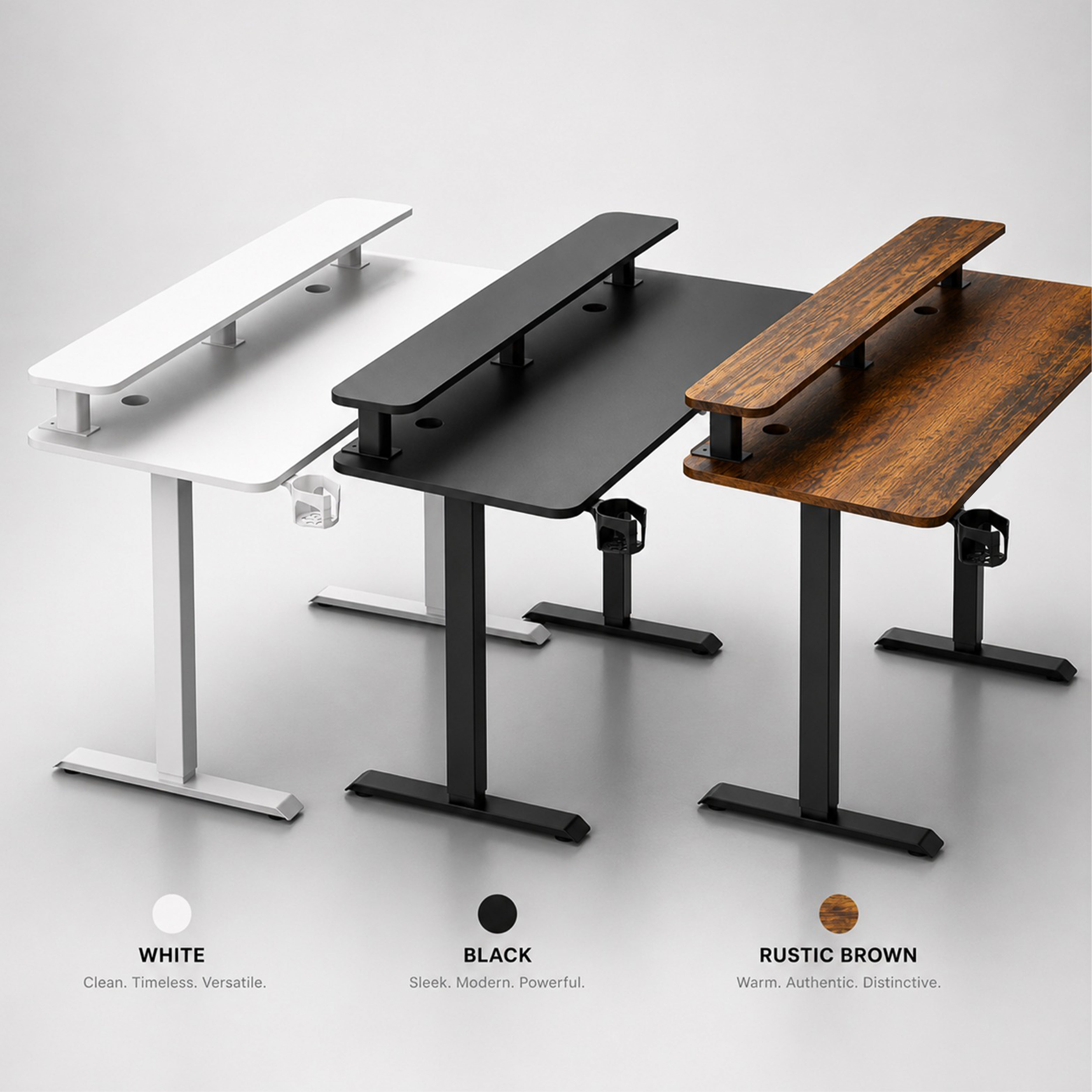 DrLuxur Zenith Momentum Adjustable Desk with Monitor Riser, 70-114 cm , 1400 * 60 cm Table top with child lock and 3 Memory Presets